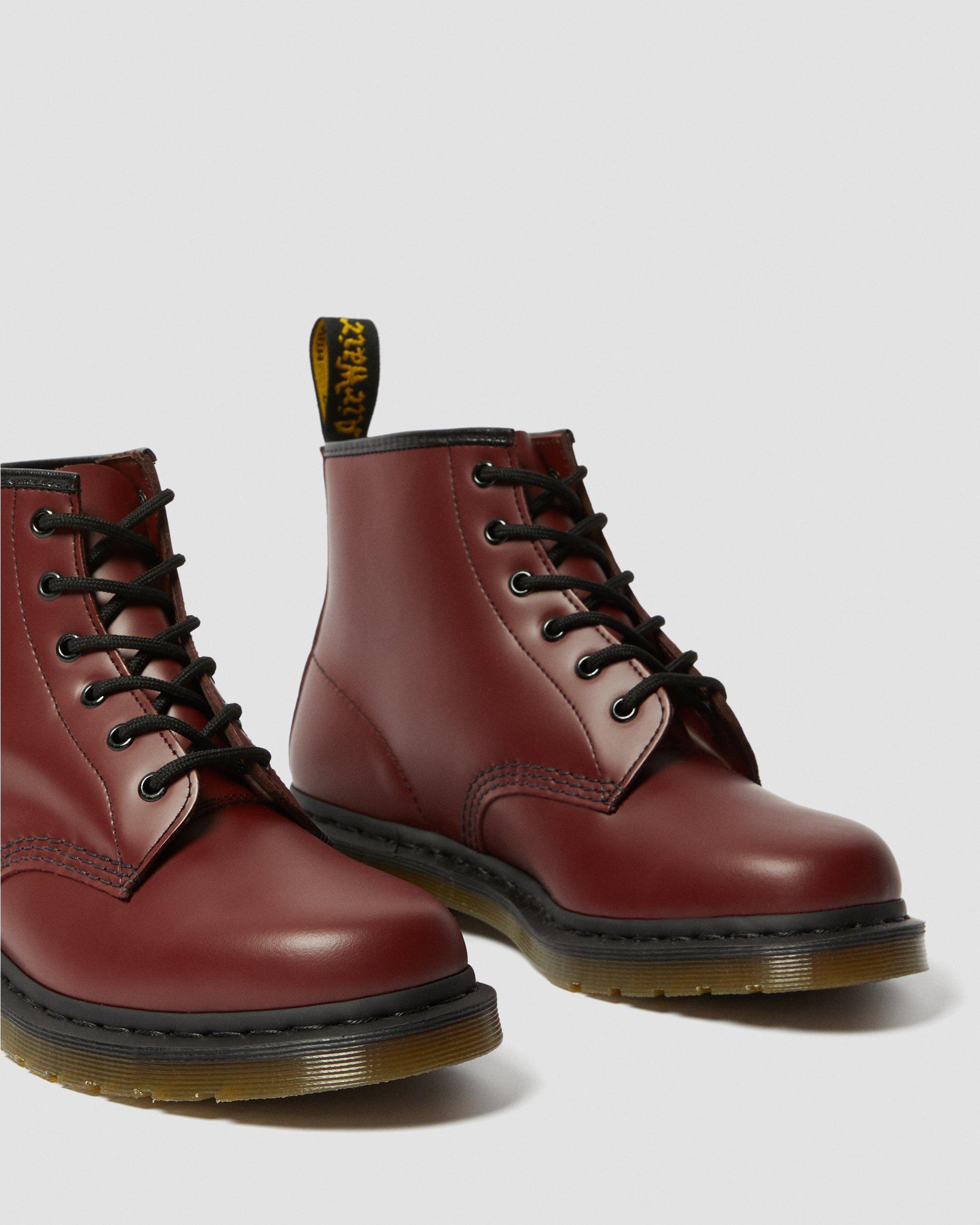 101 SMOOTH LEATHER ANKLE BOOTS in Cherry Red | Dr. Martens
