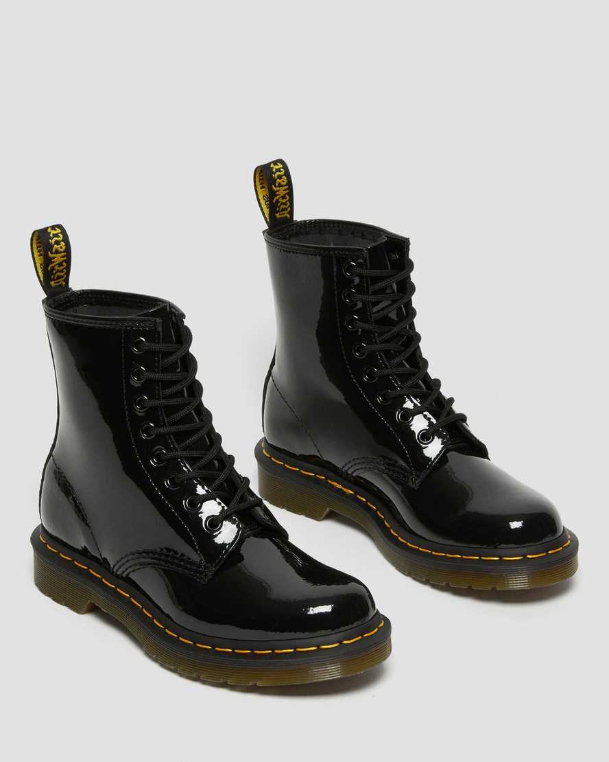 1460 Patent Leather Lace Up Boots BlackBoots 1460 en cuir verni à lacets Dr. Martens