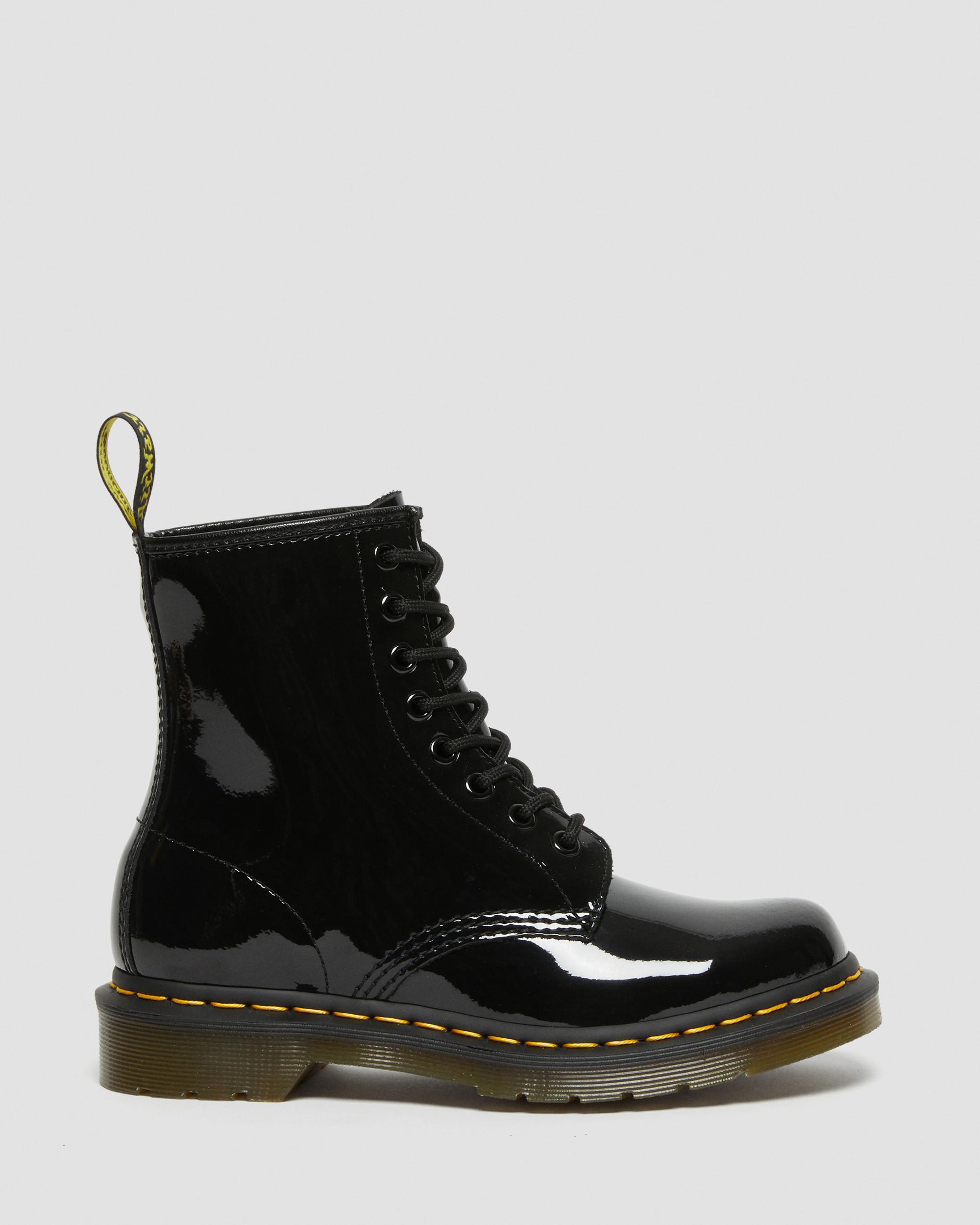 1460 Women's Patent Leather Lace Up Boots in Black