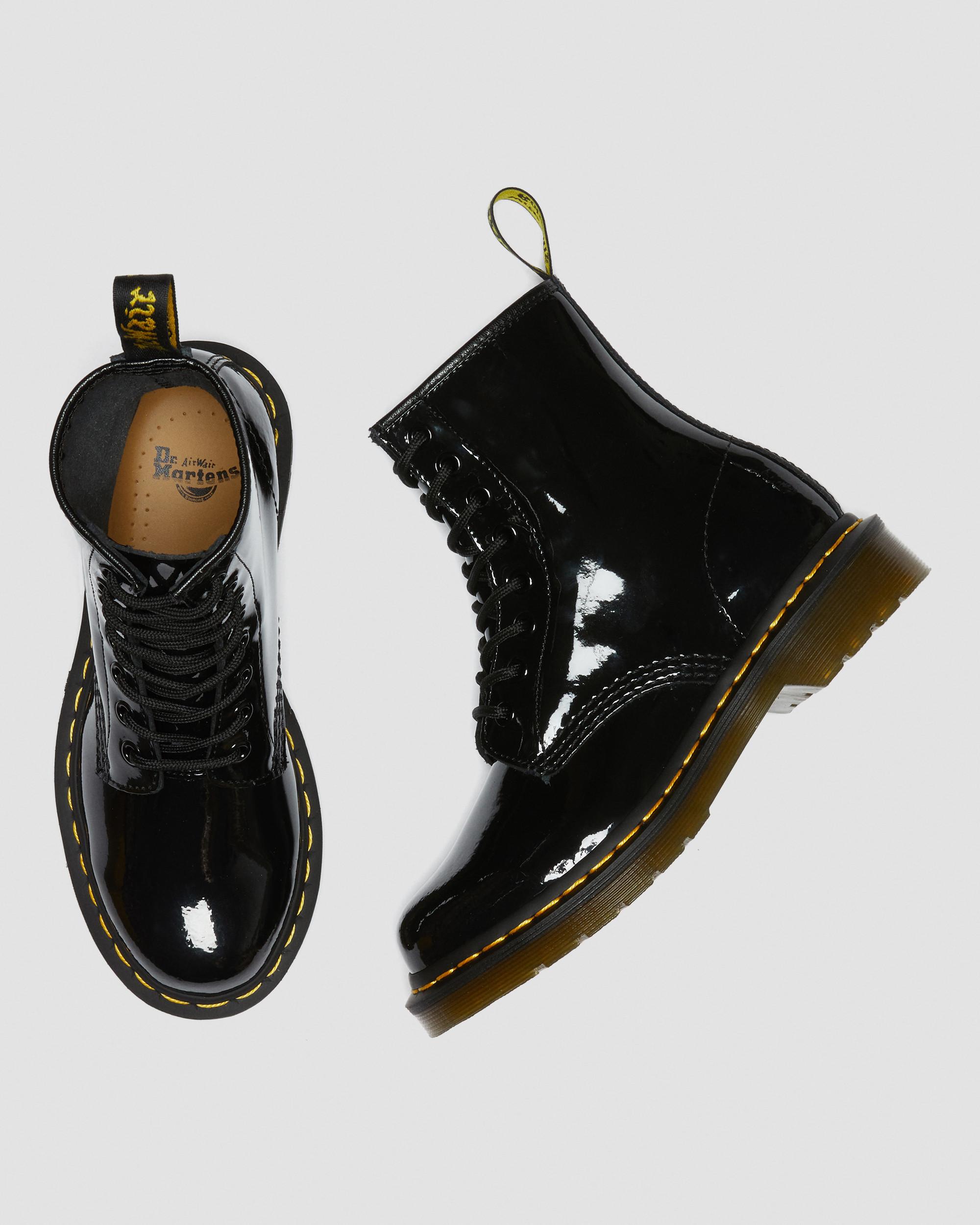 1460 Patent Leather Lace Up Boots in Black