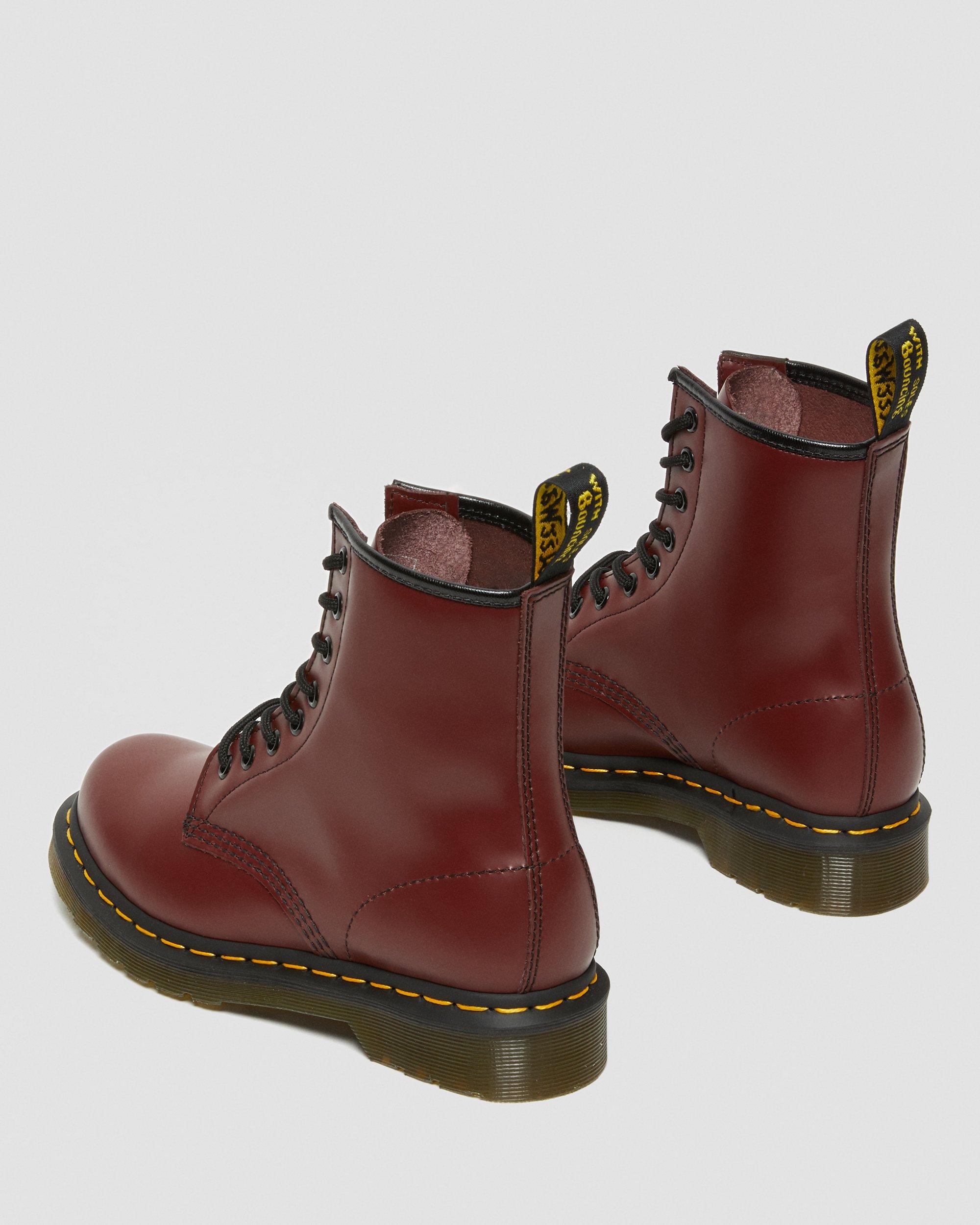 1460 Women's Smooth Leather Lace Up Boots in Cherry Red | Dr. Martens