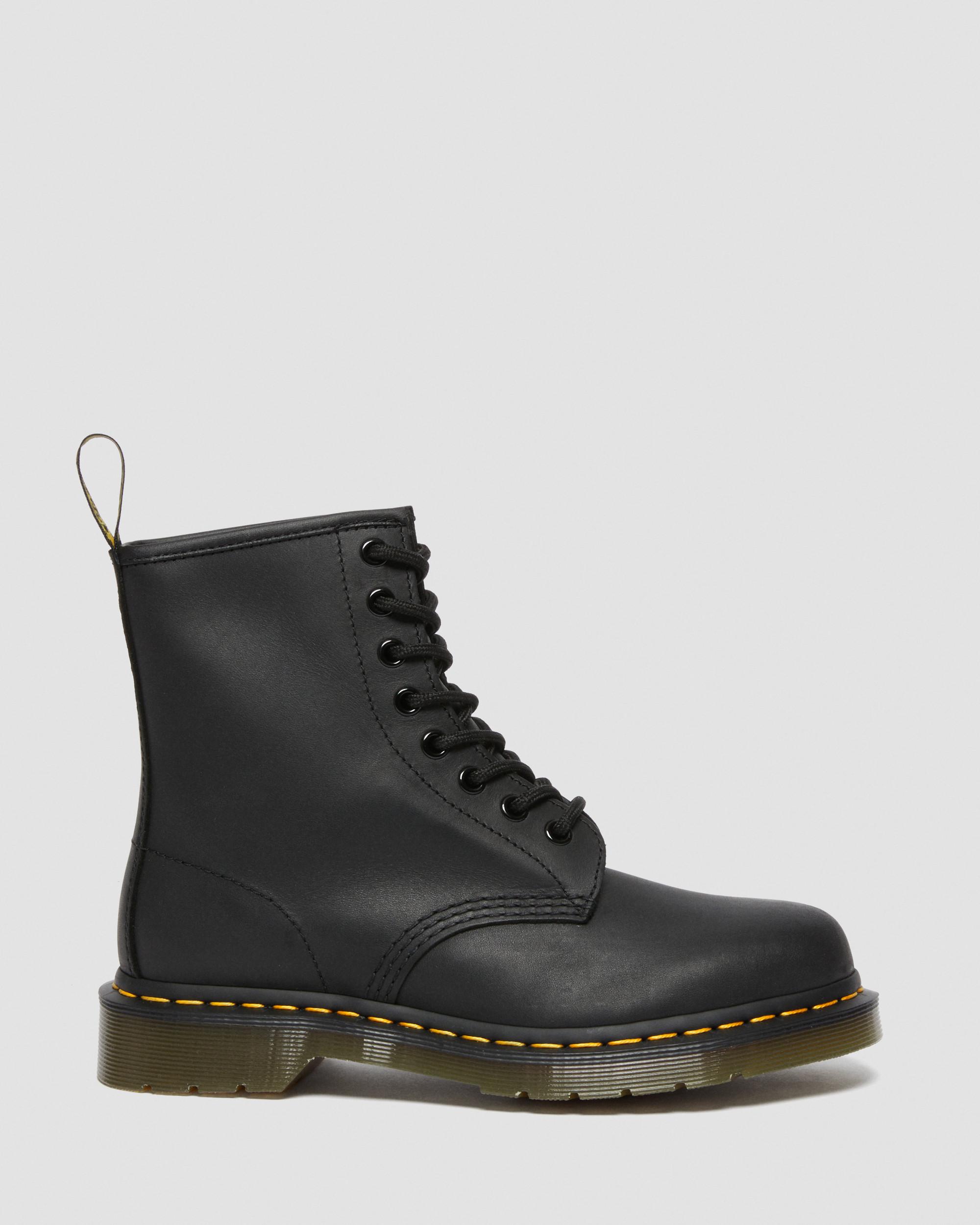 1460 Greasy Leather Lace Up Boots in Black | Dr. Martens