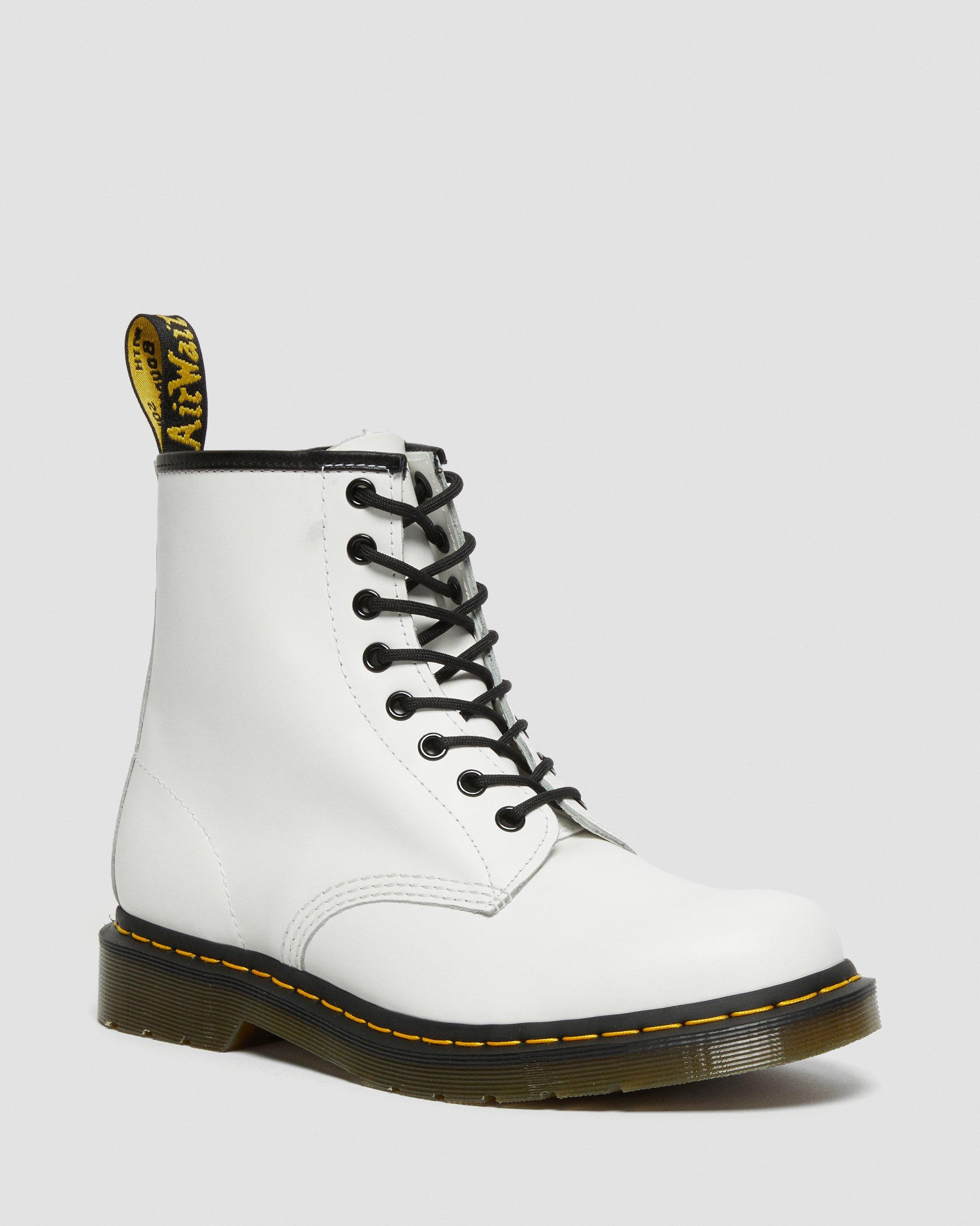 1460 Smooth Leather Lace Up Boots in White | Dr. Martens