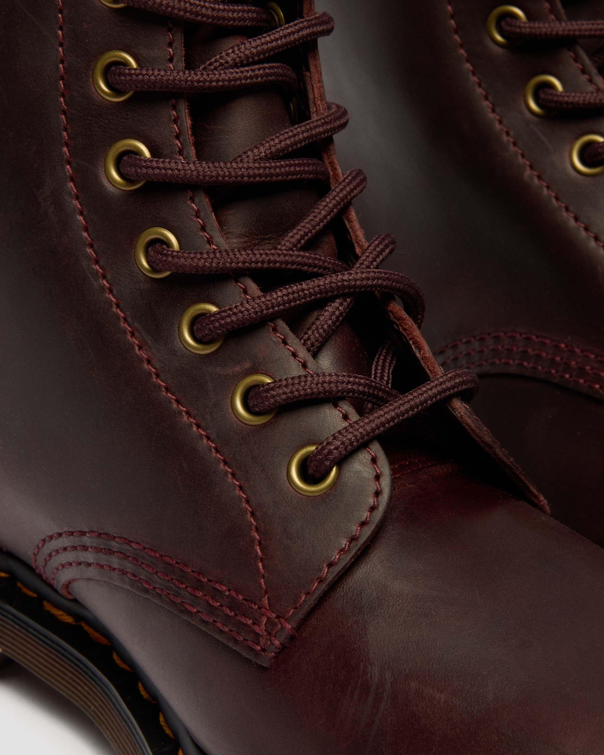 1460 Crazy Horse Leather Boots in Cherry Red