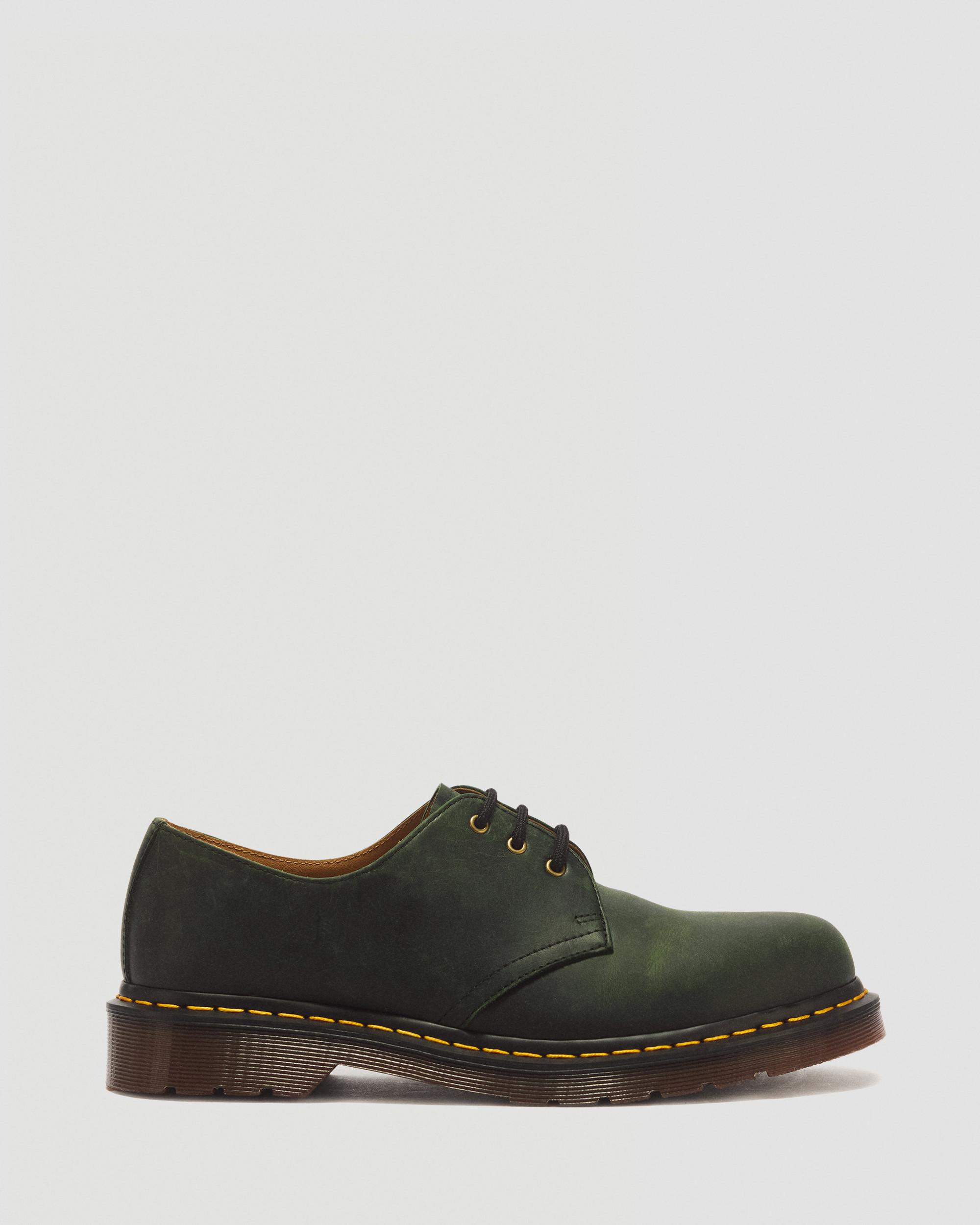 Dr. Martens 1461 Crazy Horse Leren Schoenen Met Drie Veterogen in Groen,