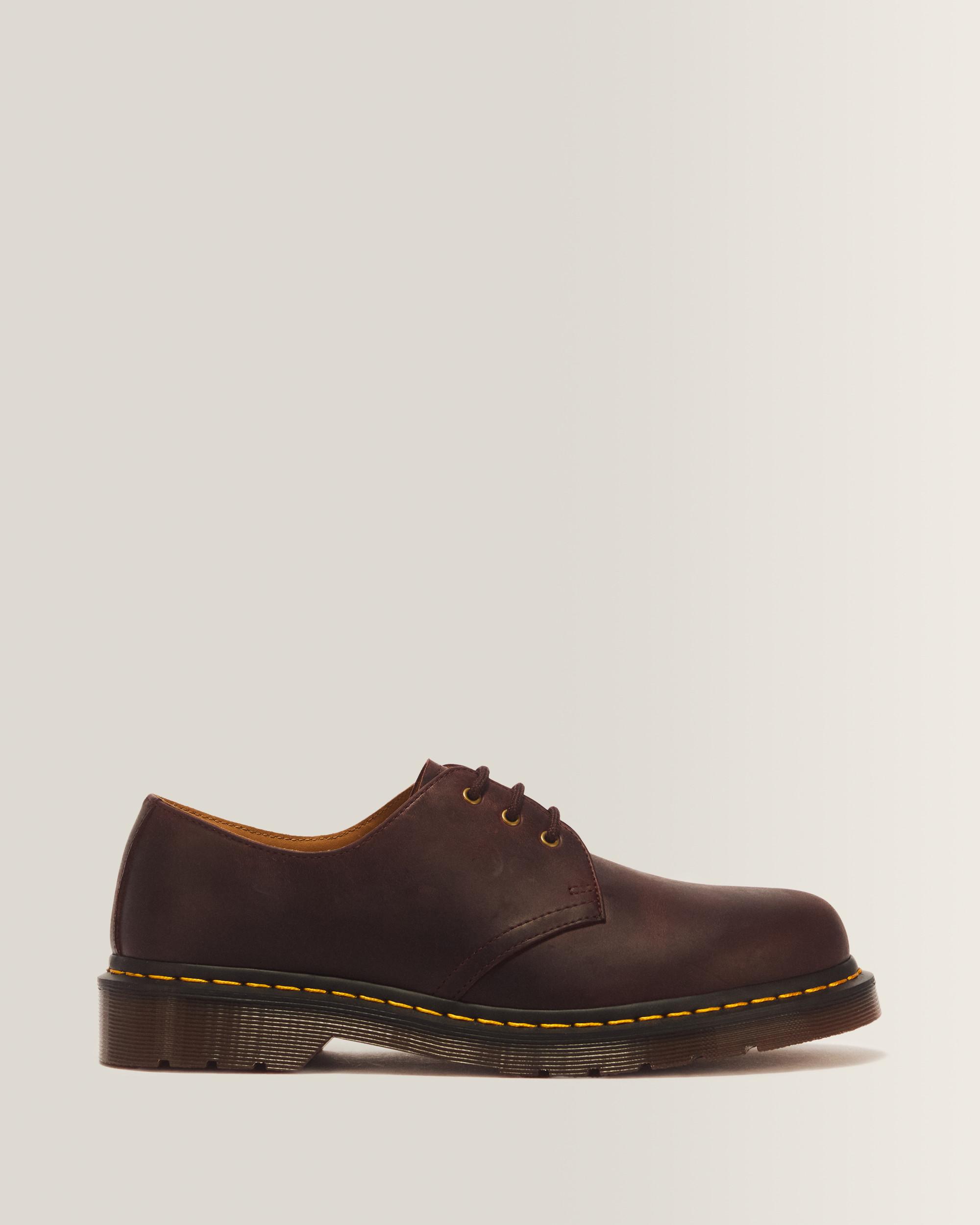 1461 3 Eye Crazy Horse Leather Lace Up Shoes in Cherry Red