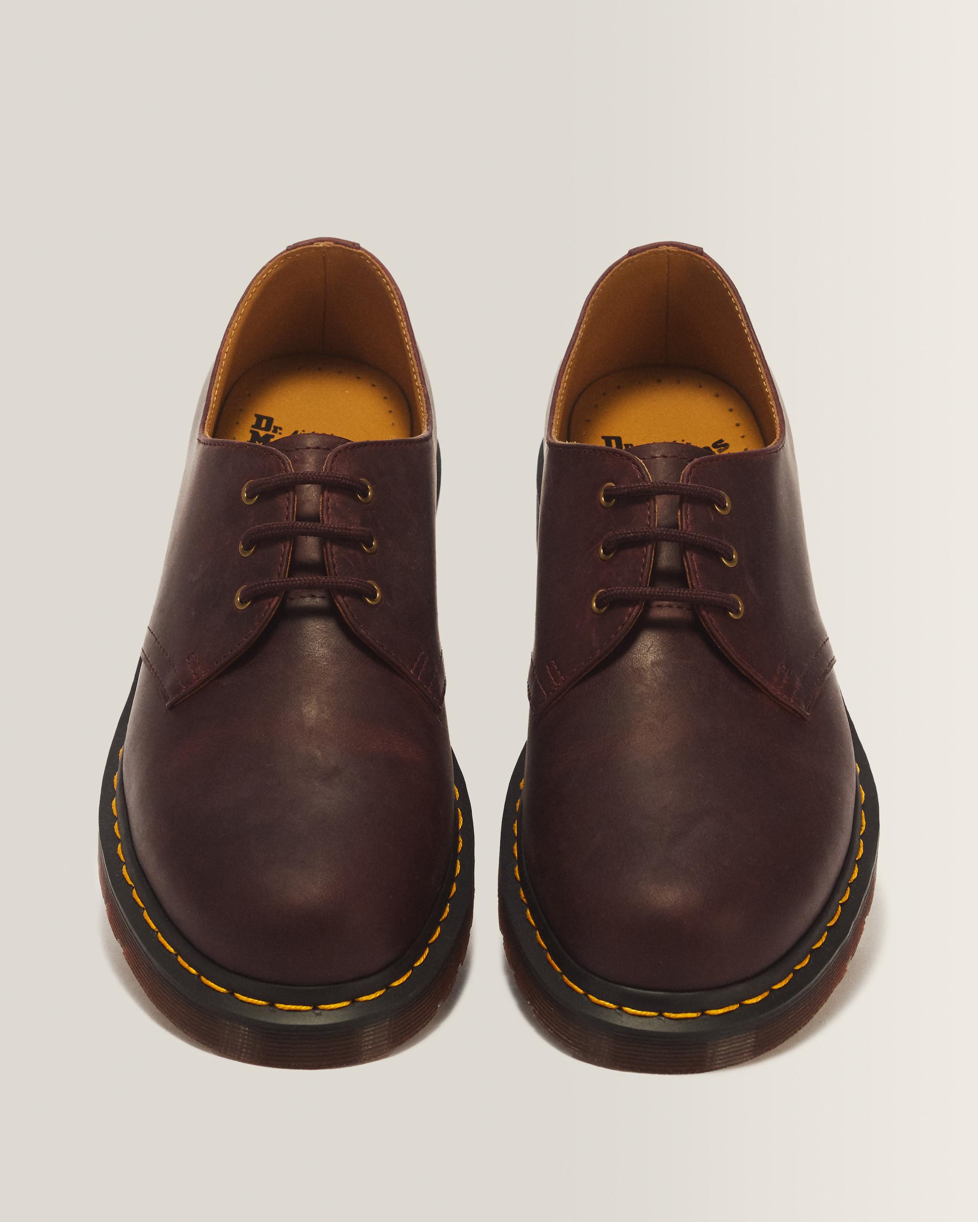 1461 3 Eye Crazy Horse Leather Lace Up Shoes in Cherry Red