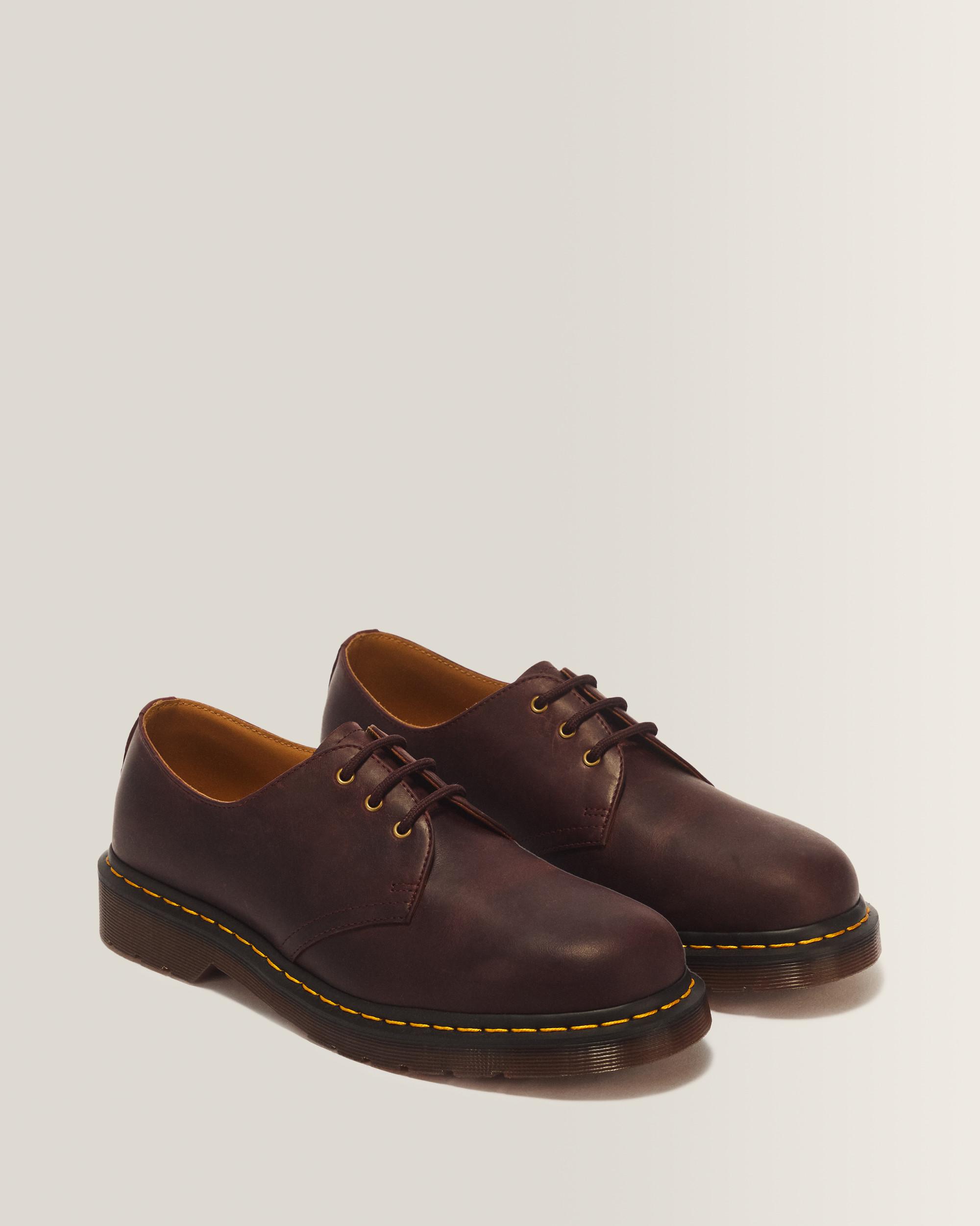 1461 3 Eye Crazy Horse Leather Lace Up Shoes in Cherry Red