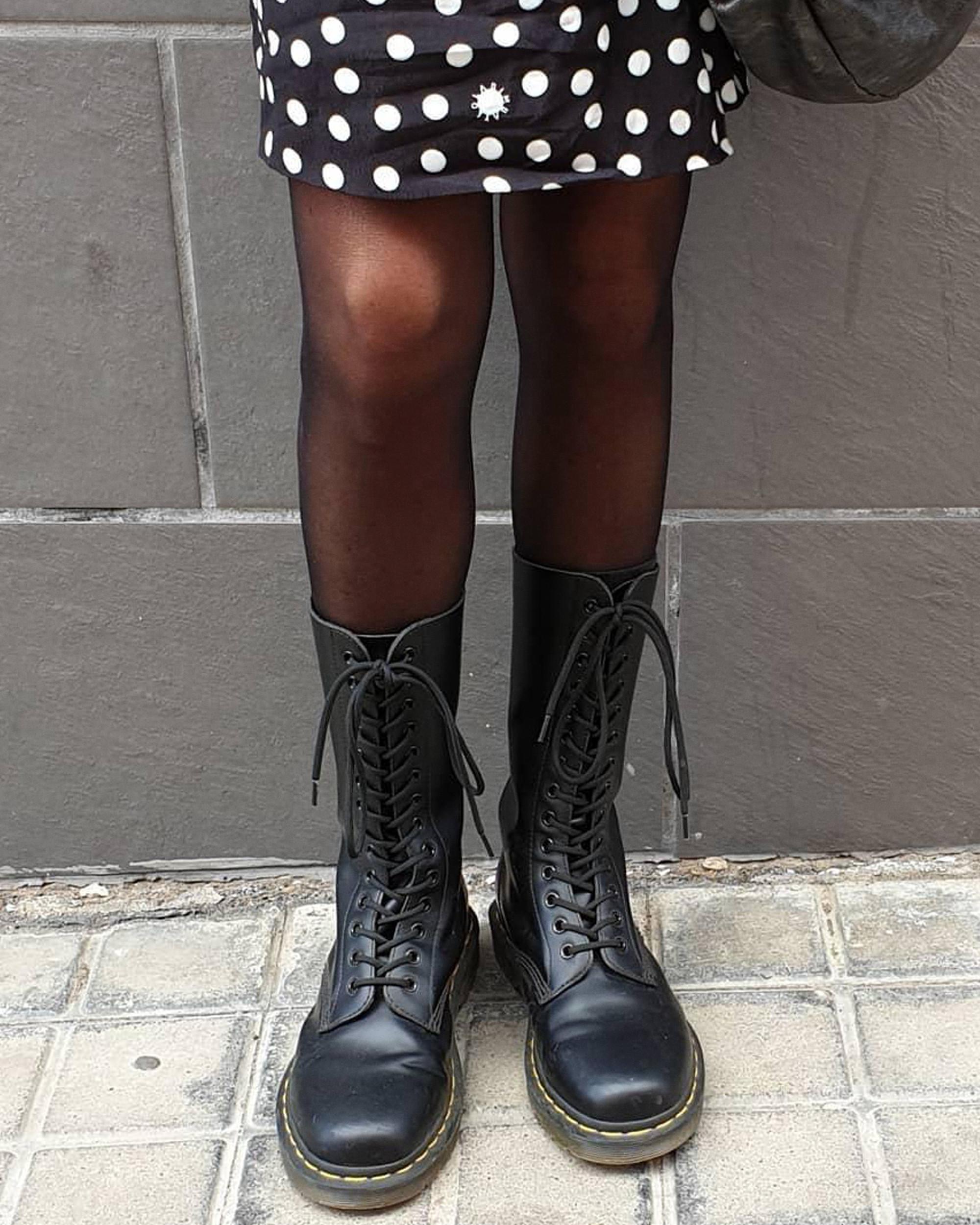 1914 Smooth Leather High Lace Up Boots in Black