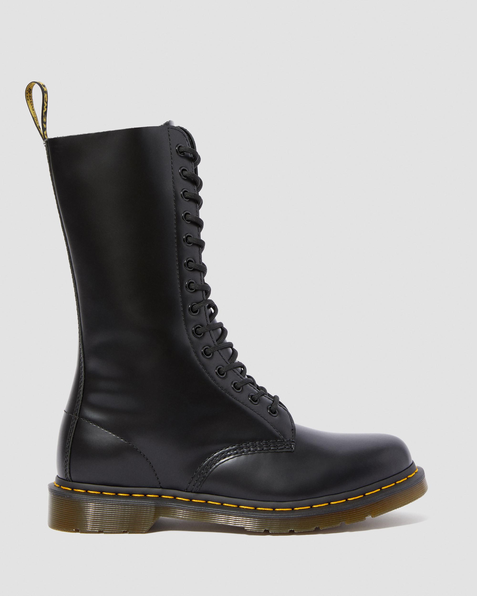 1914 Smooth Leather High Lace Up Boots in Black