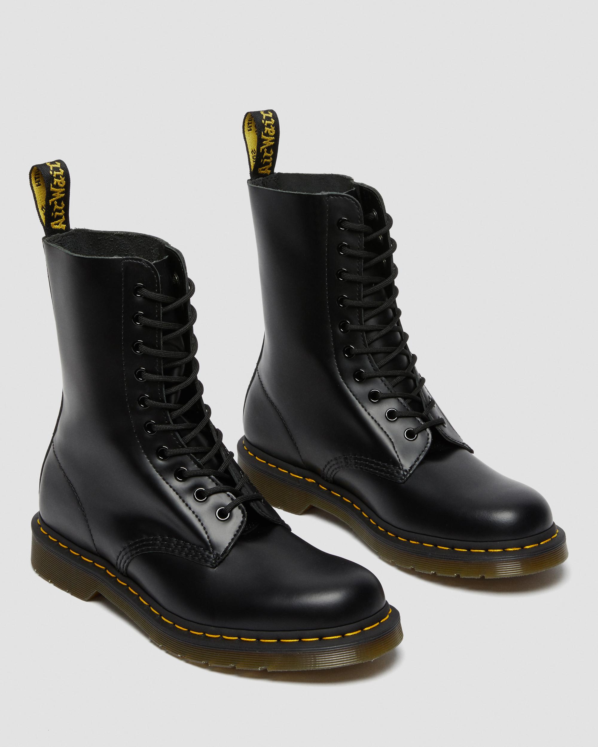 1490 Smooth Leather Mid Calf Boots, Black | Dr. Martens