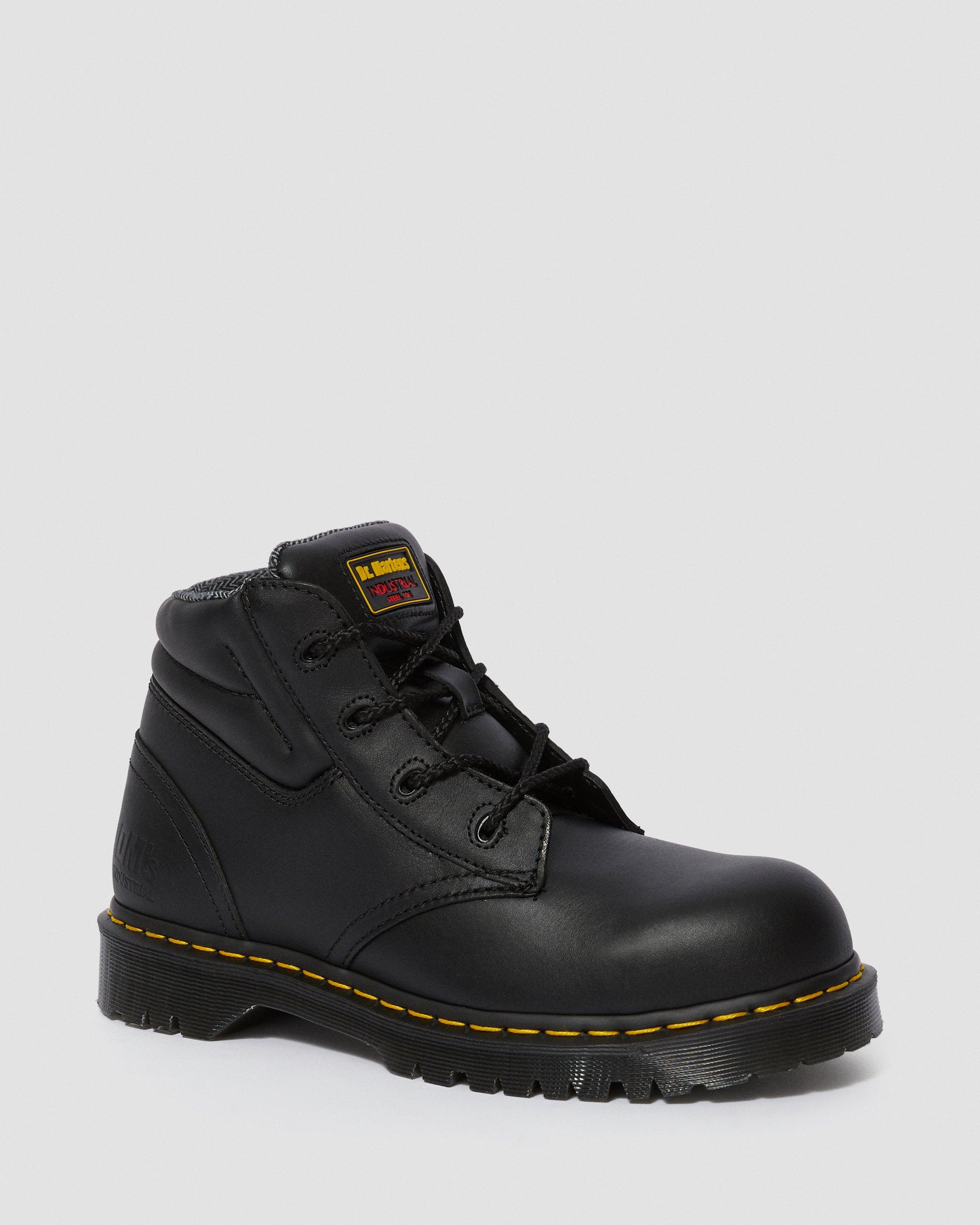 Dr Martens Icon Lace up Steel Toe cap Safety Shoe Black Leather Air Cushion Sole 