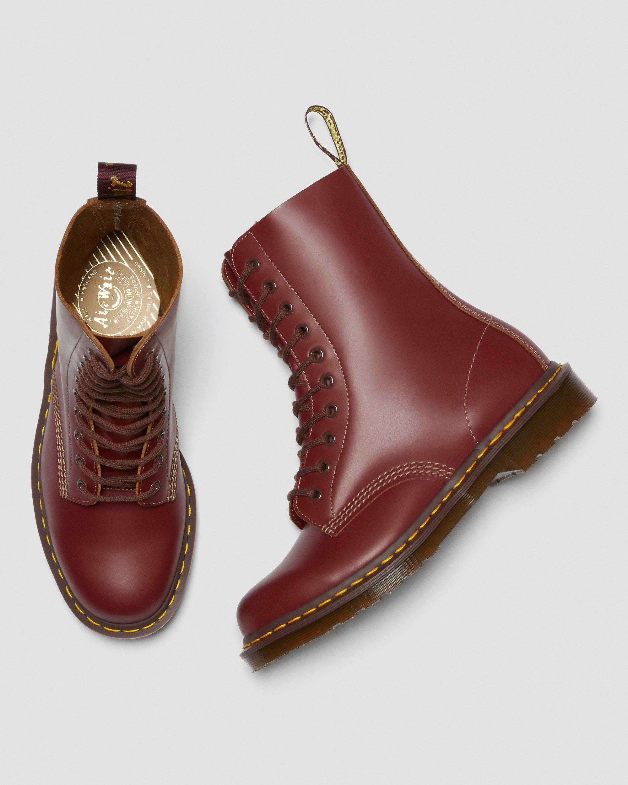 1490 Vintage Made In England Mid Calf Boots in Red | Dr. Martens display picture 1