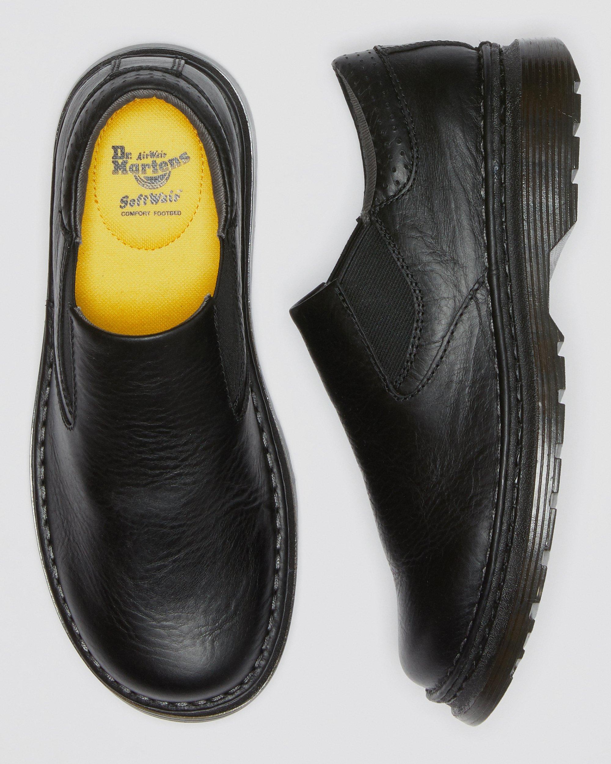 Dr. Doc Martens Black Leather Men\'s Size 12 Slip Ons 11818 Doc Martens Boyle mens black leather slip on shoes size 12  main image 4