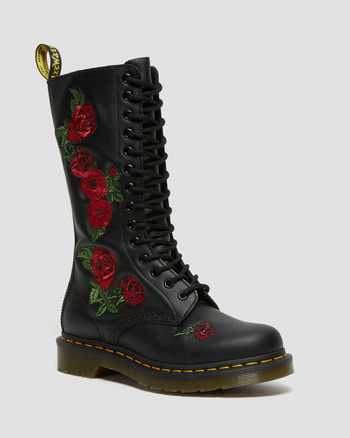 1914 Vonda Floral Rose Leather Lace Up Boots