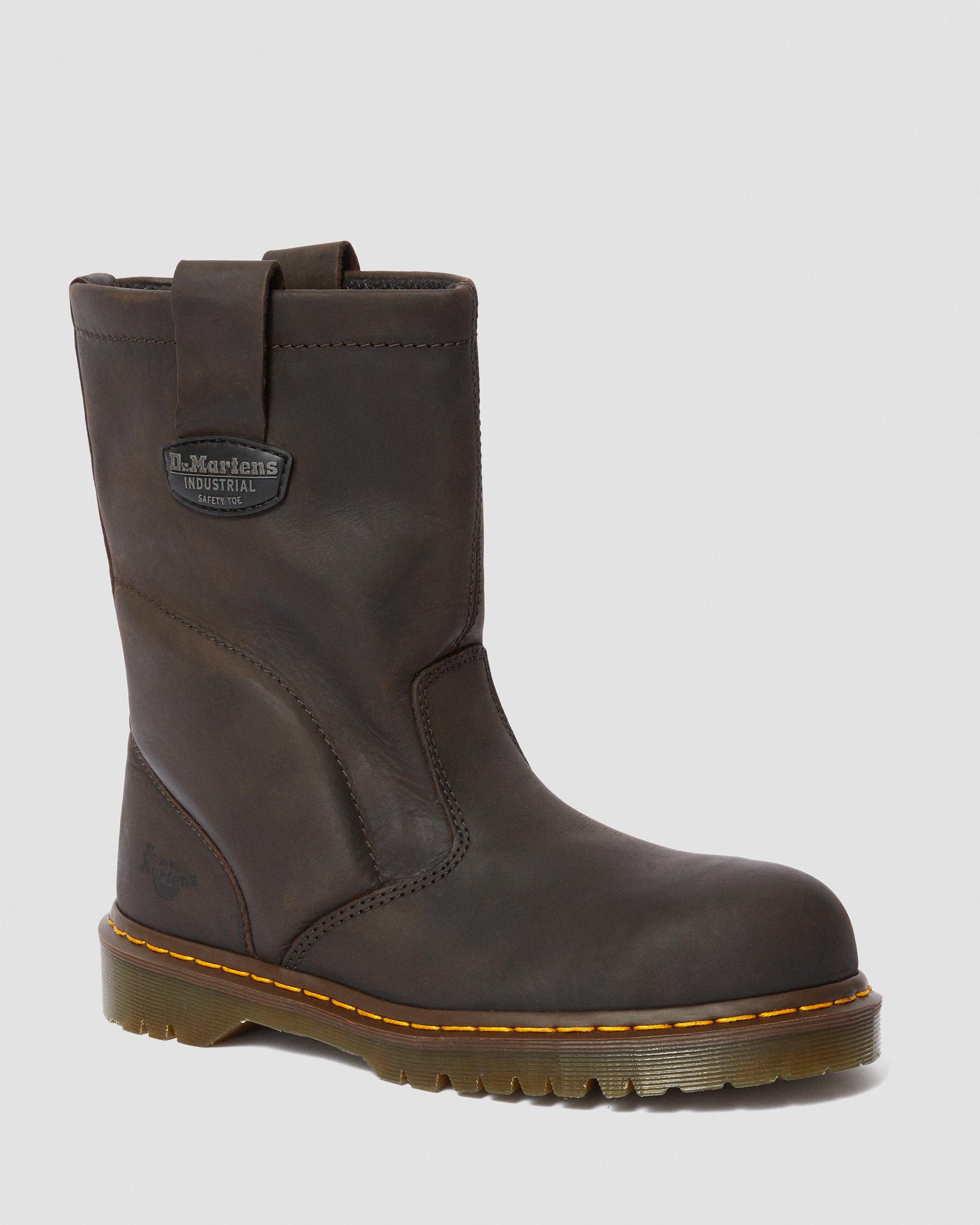 Docoo 2295 Extra Wide Leather Slip On Work Boots in DARK BROWN | Dr