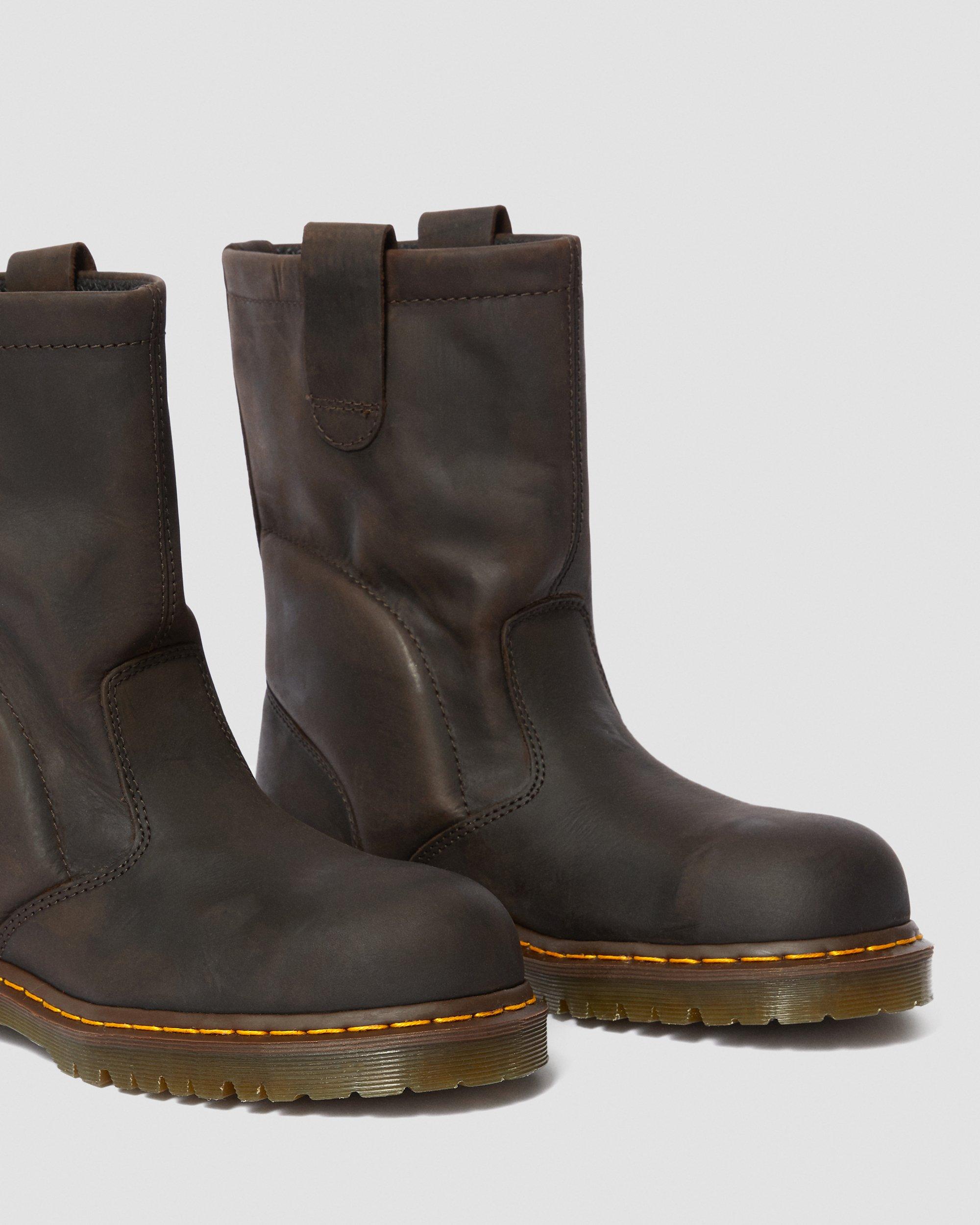 2295 Extra Wide Leather Slip On Work Boots in DARK BROWN | Dr