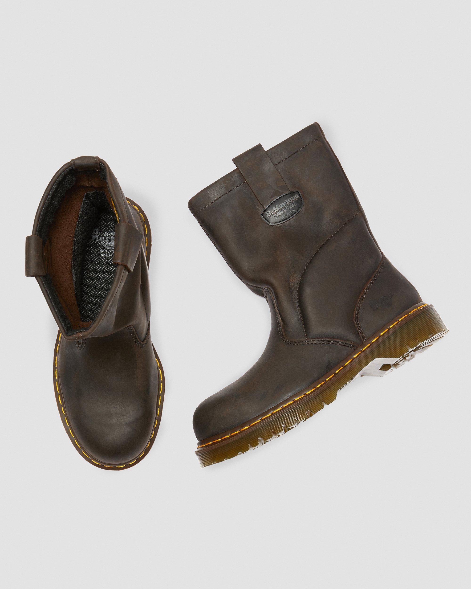 2295 Extra Wide Leather Slip On Work Boots in DARK BROWN | Dr