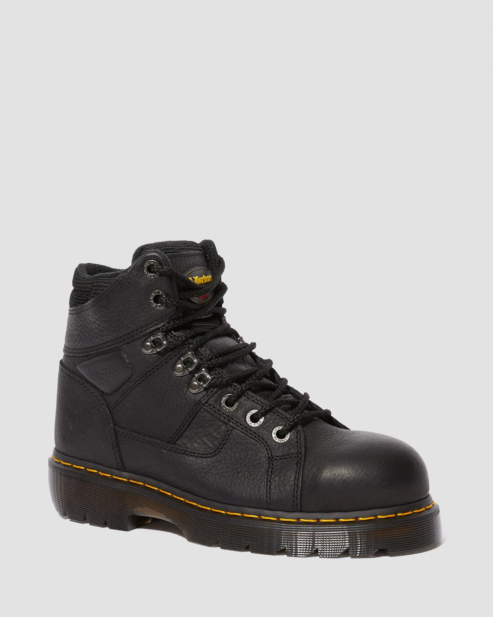 Ironbridge Extra Wide Grizzly Leather Work Boots in BLACK | Dr