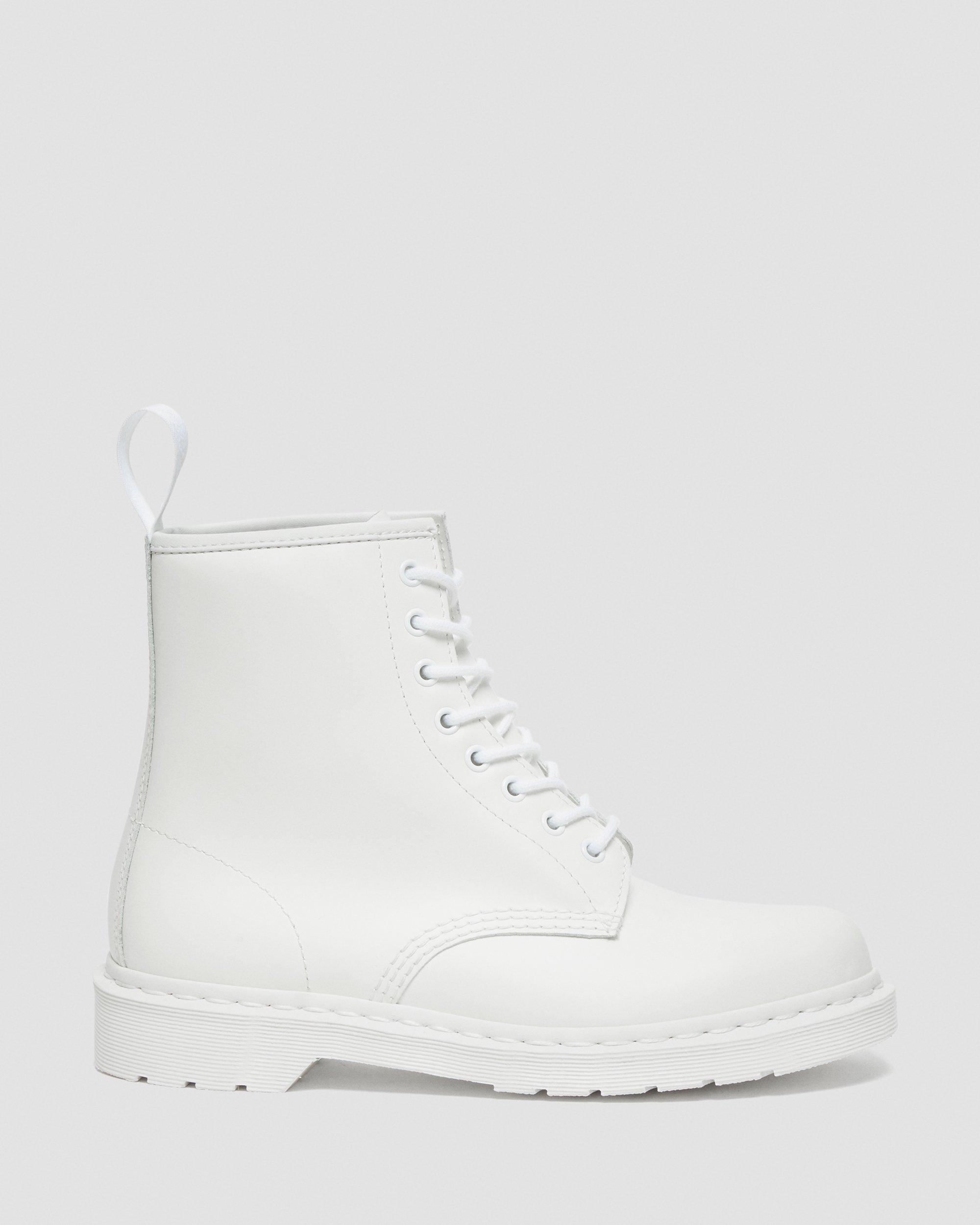1460 Mono Patent Leather Lace Up Boots in White
