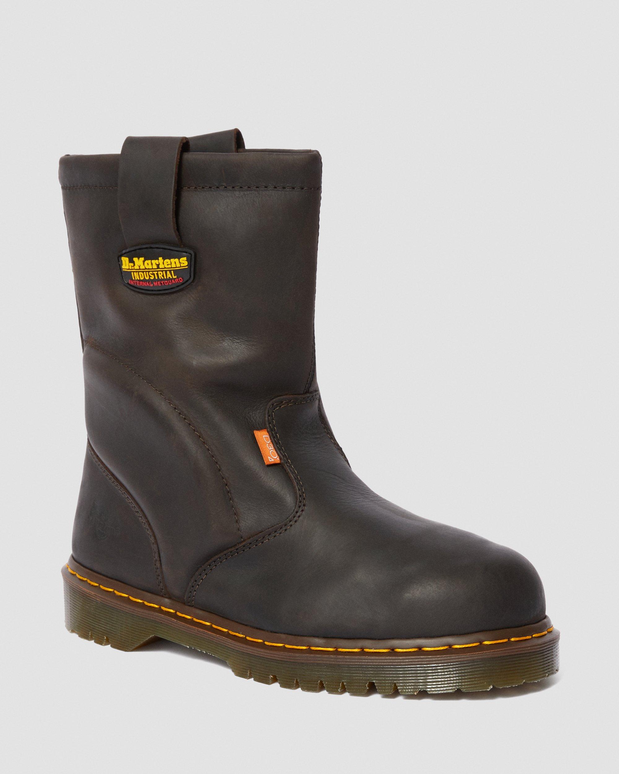 2295 Extra Wide Met Guard Leather Slip On Work Boots in DARK BROWN