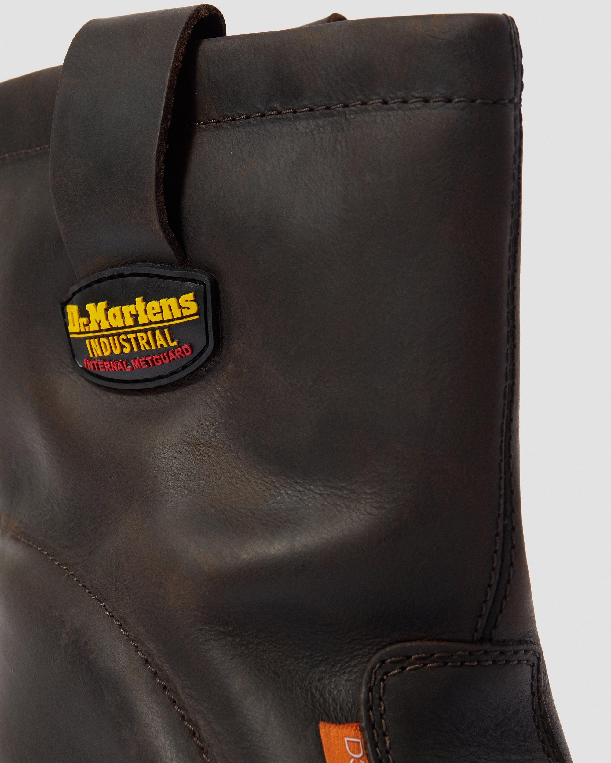 2295 Extra Wide Met Guard Leather Slip On Work Boots in DARK BROWN