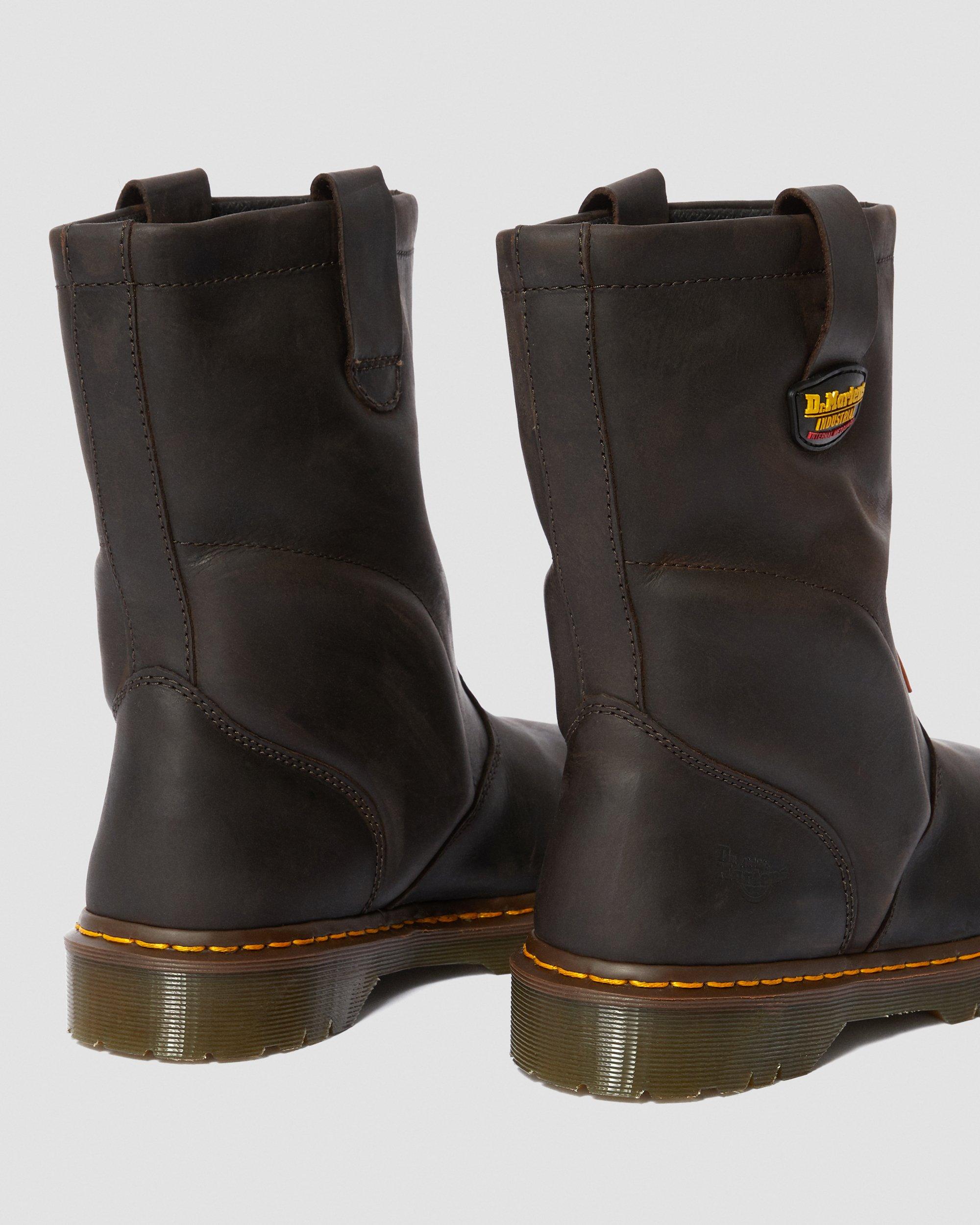 2295 Extra Wide Met Guard Leather Slip On Work Boots in DARK BROWN