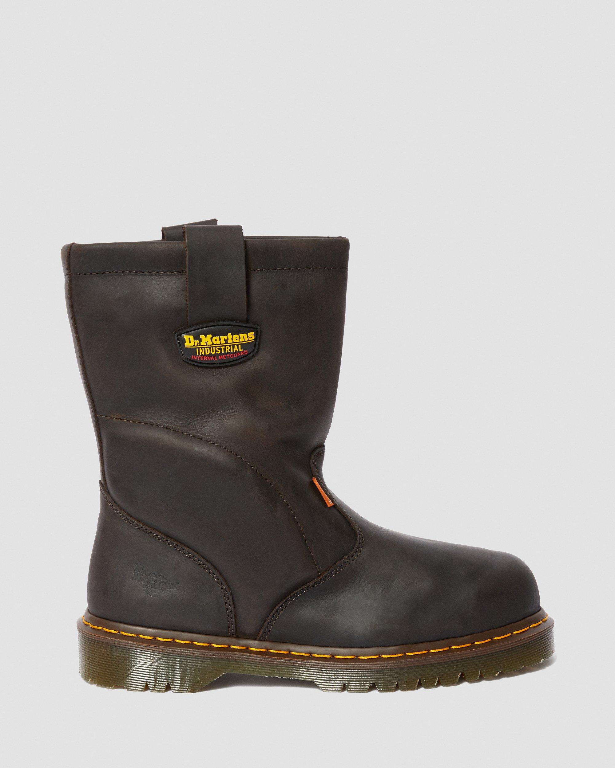 2295 Extra Wide Met Guard Leather Slip On Work Boots in DARK BROWN