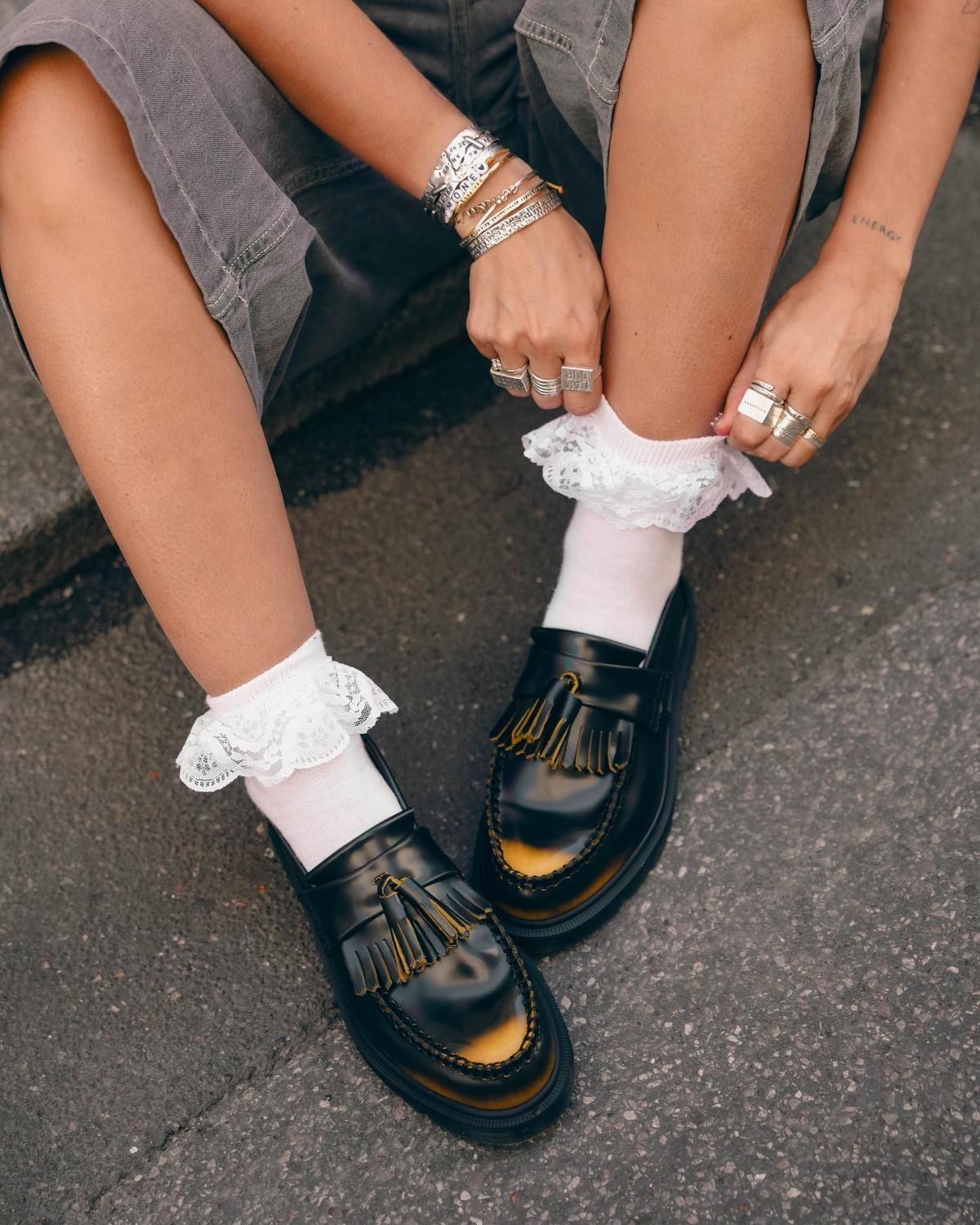 Adrian Tassel Arcadia Rub Off Leather Loafers in Black | Dr. Martens