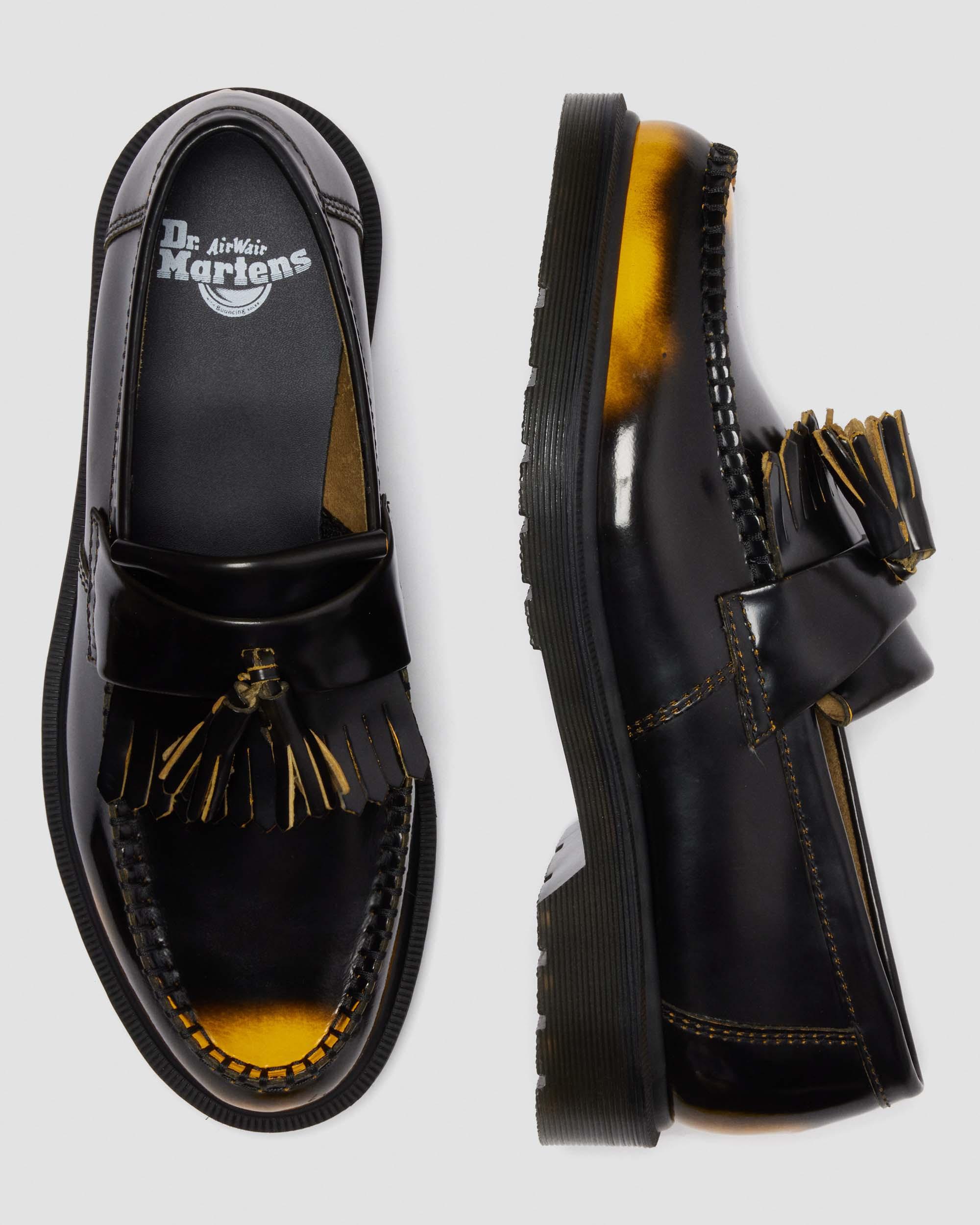 Adrian Tassel Arcadia Rub Off Leder Loafer in Schwarz+Gelb