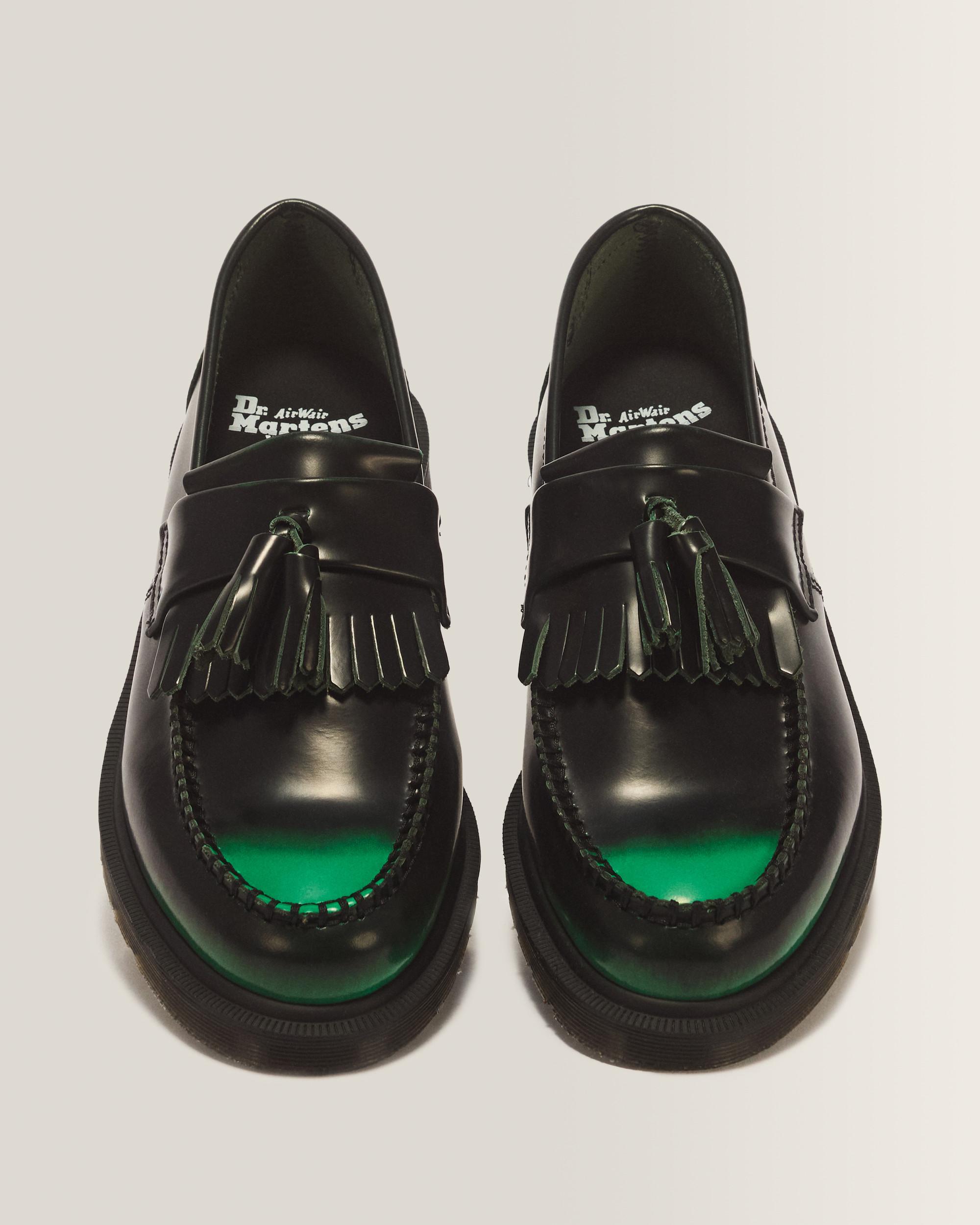 Adrian Tassel Arcadia Rub Off Leather Loafers in Green | Dr 