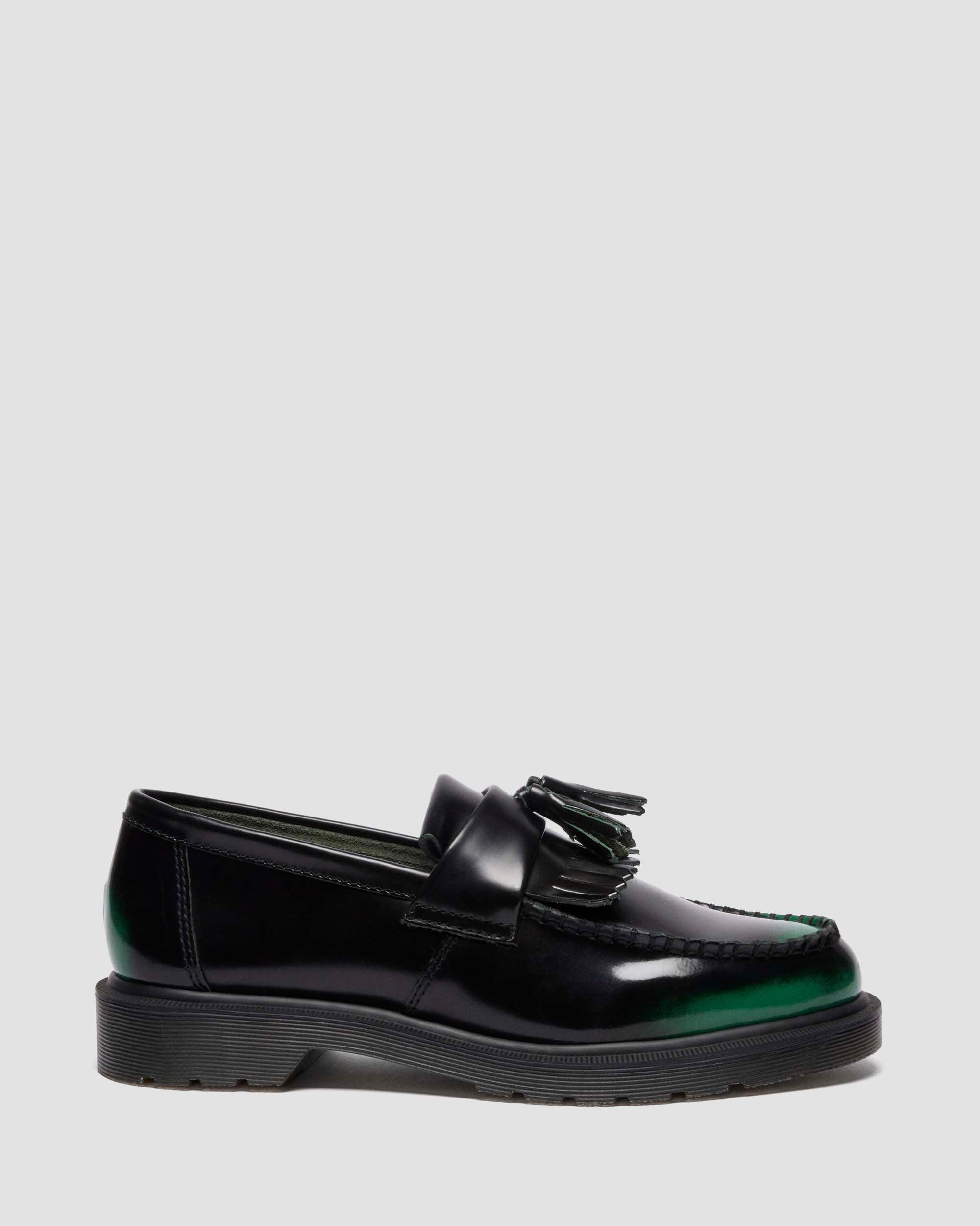Adrian Tassel Arcadia Rub Off Leather Loafers in Green | Dr. Martens