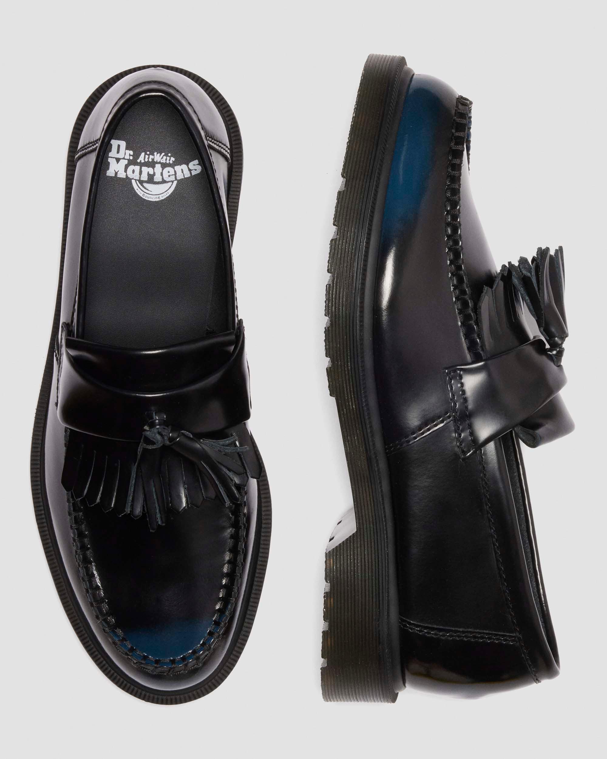 Adrian Tassel Arcadia Rub Off Leder Loafer in Marineblau
