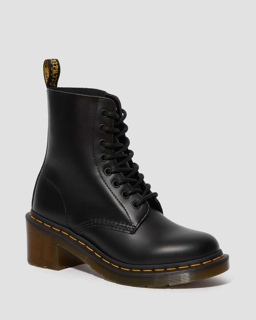 Clemency Women's Smooth Leather Heeled Lace Up Boots | Dr Martens