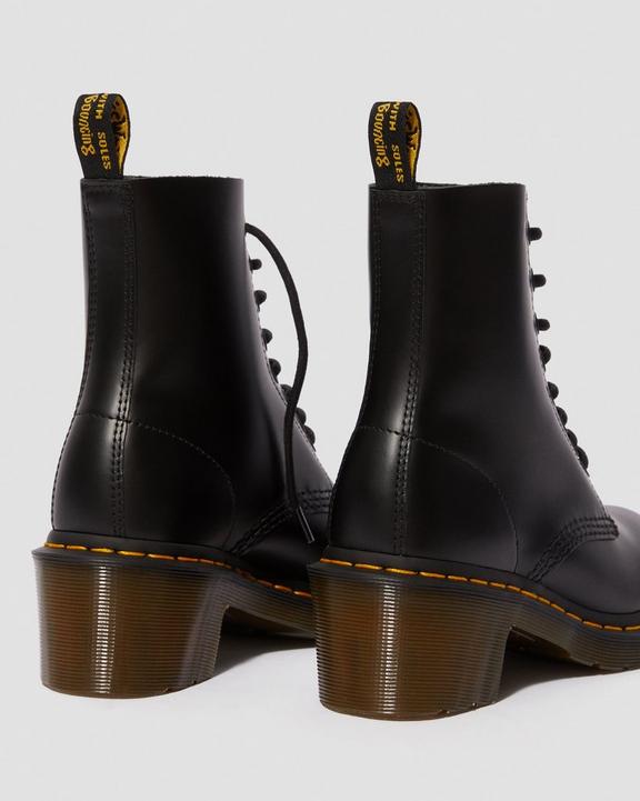 Clemency Women's Smooth Leather Heeled Lace Up Boots Dr. Martens