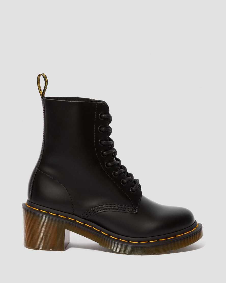 Clemency Women's Smooth Leather Heeled Lace Up Boots | Dr Martens