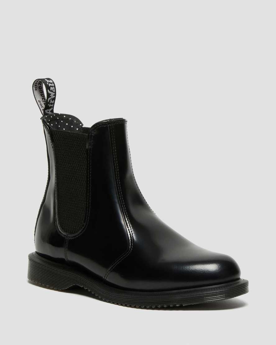 FLORA BLACKFLORA SMOOTH LEATHER CHELSEA BOOTS Dr. Martens