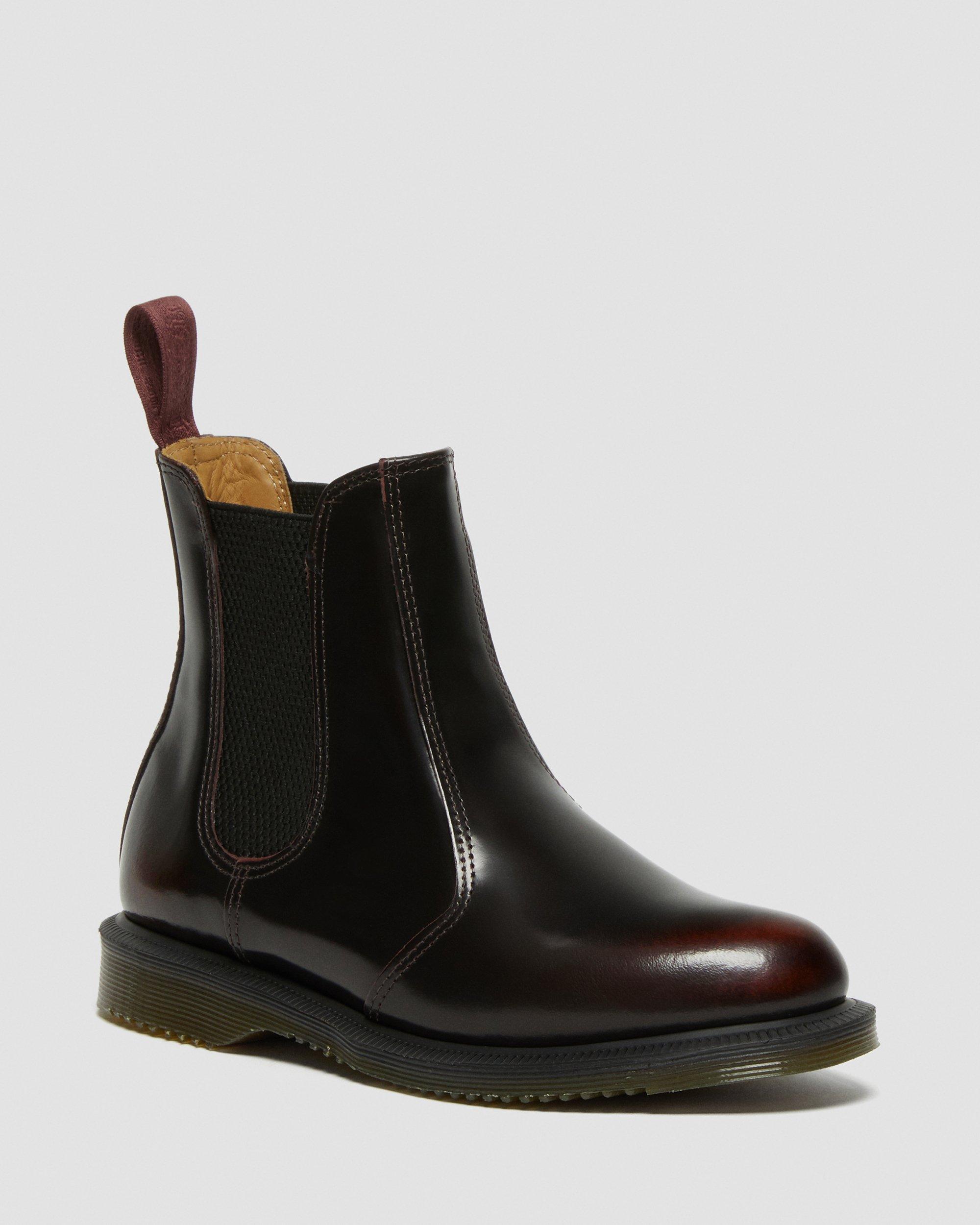 Flora Women s Arcadia Leather Chelsea Boots in Cherry Red Dr. Martens