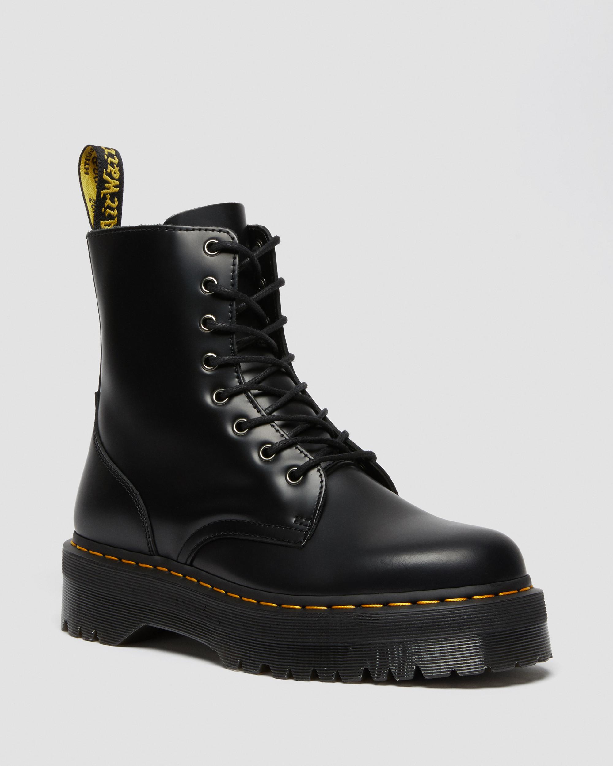 Jadon Boot Smooth Leather Platforms, Black