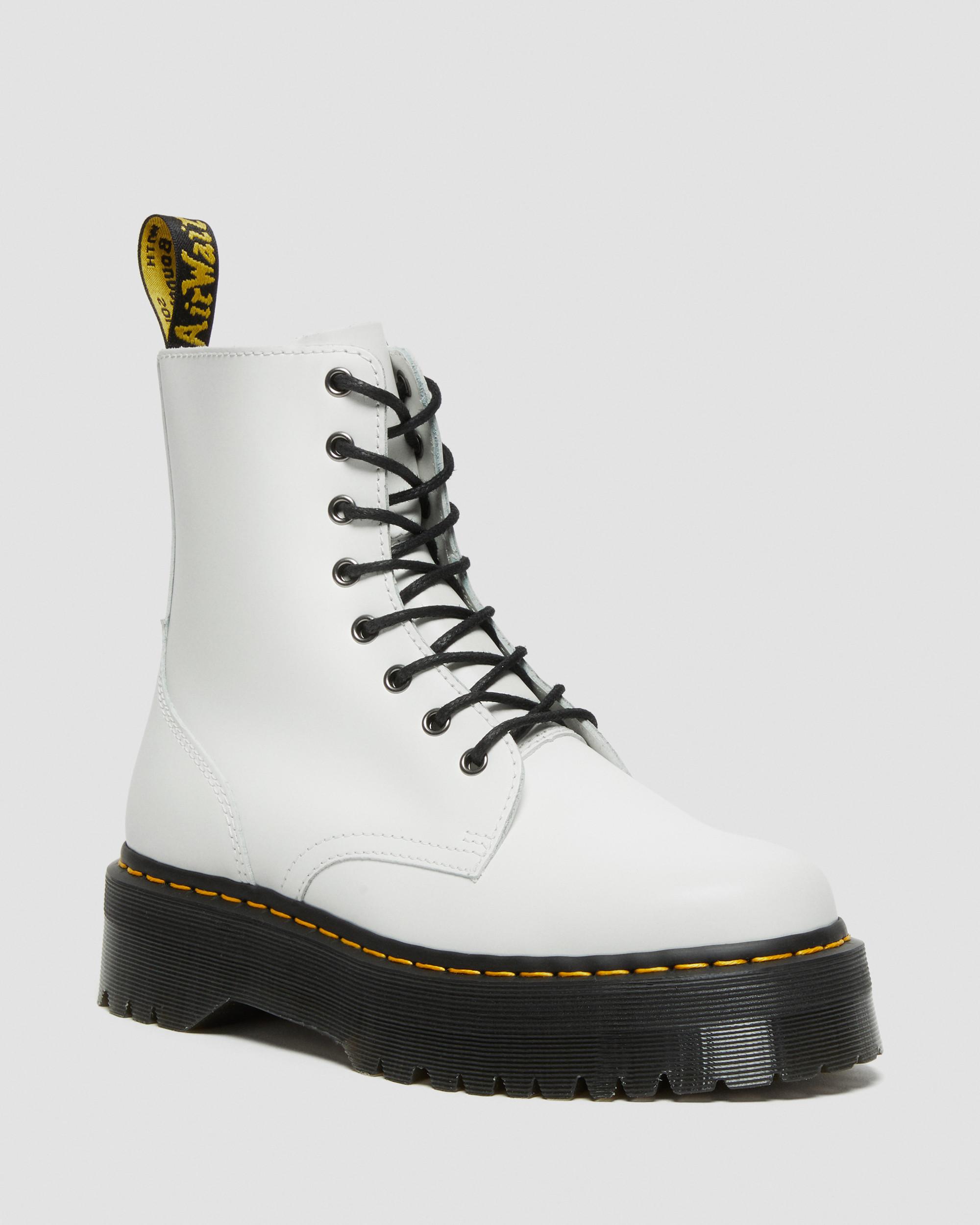 Jadon Smooth Leather Platform Boots in White
