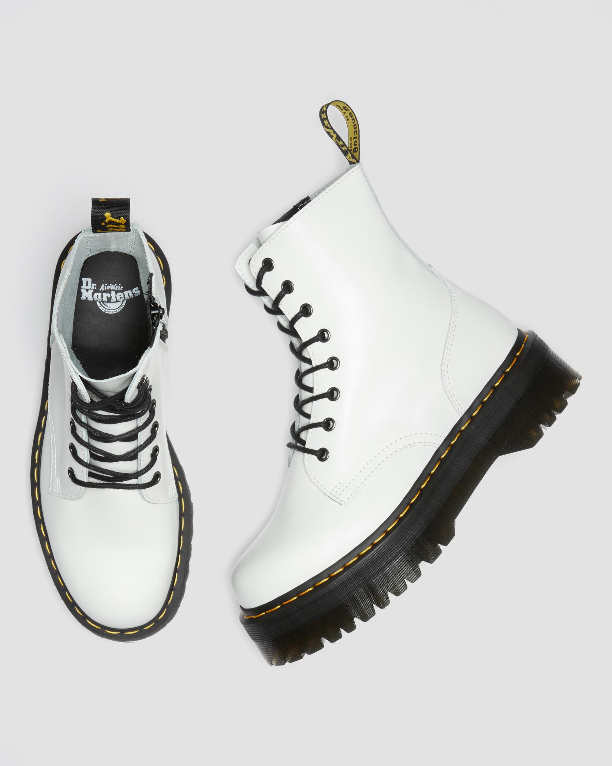 Jadon Smooth Leather Platform Boots in White