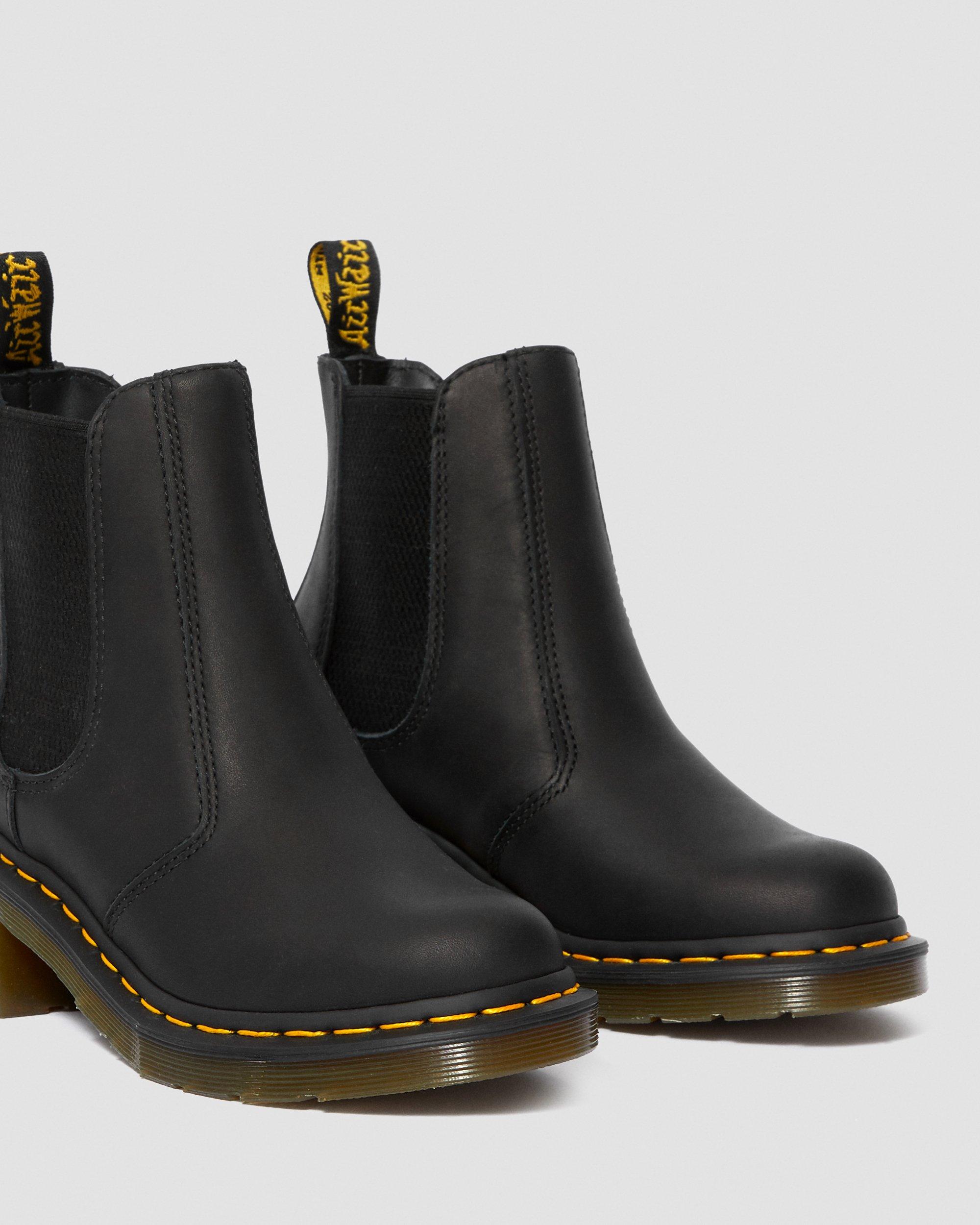 Cadence Greasy Heeled Chelsea Boots in BLACK | Dr. Martens™