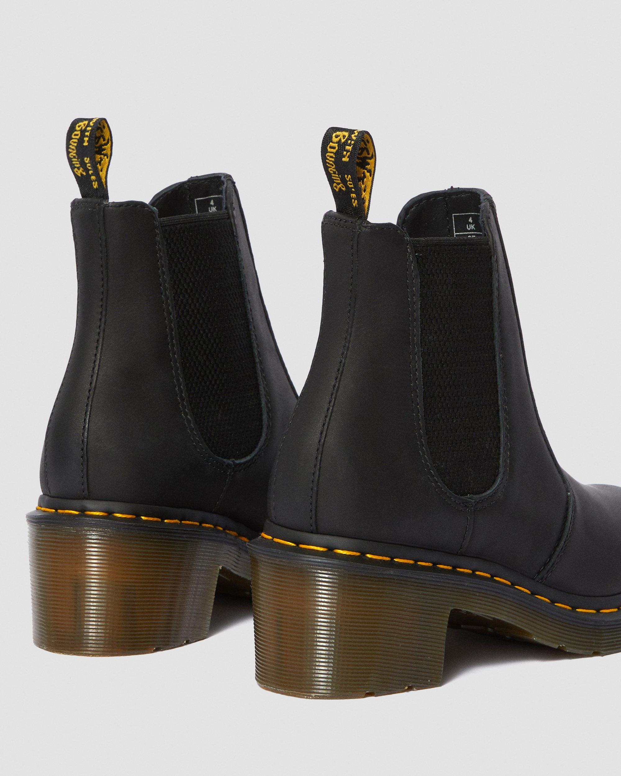 Cadence Greasy Heeled Chelsea Boots in Black