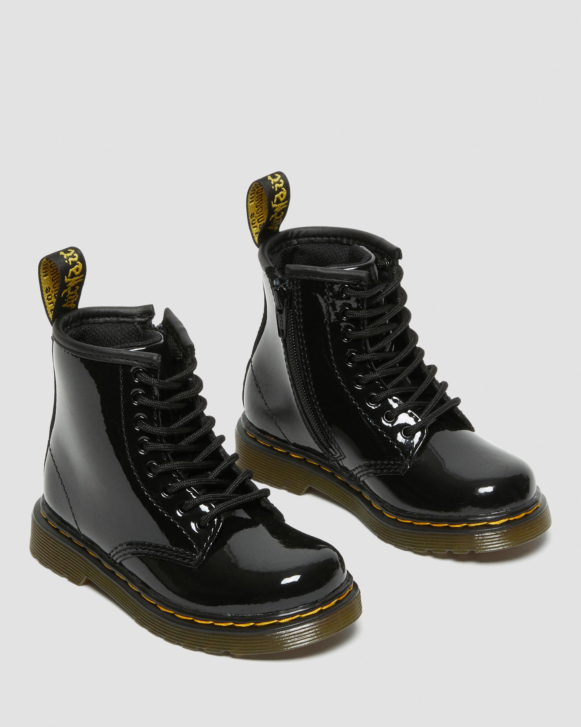Toddler 1460 Patent Leather Lace Up Boots in Black