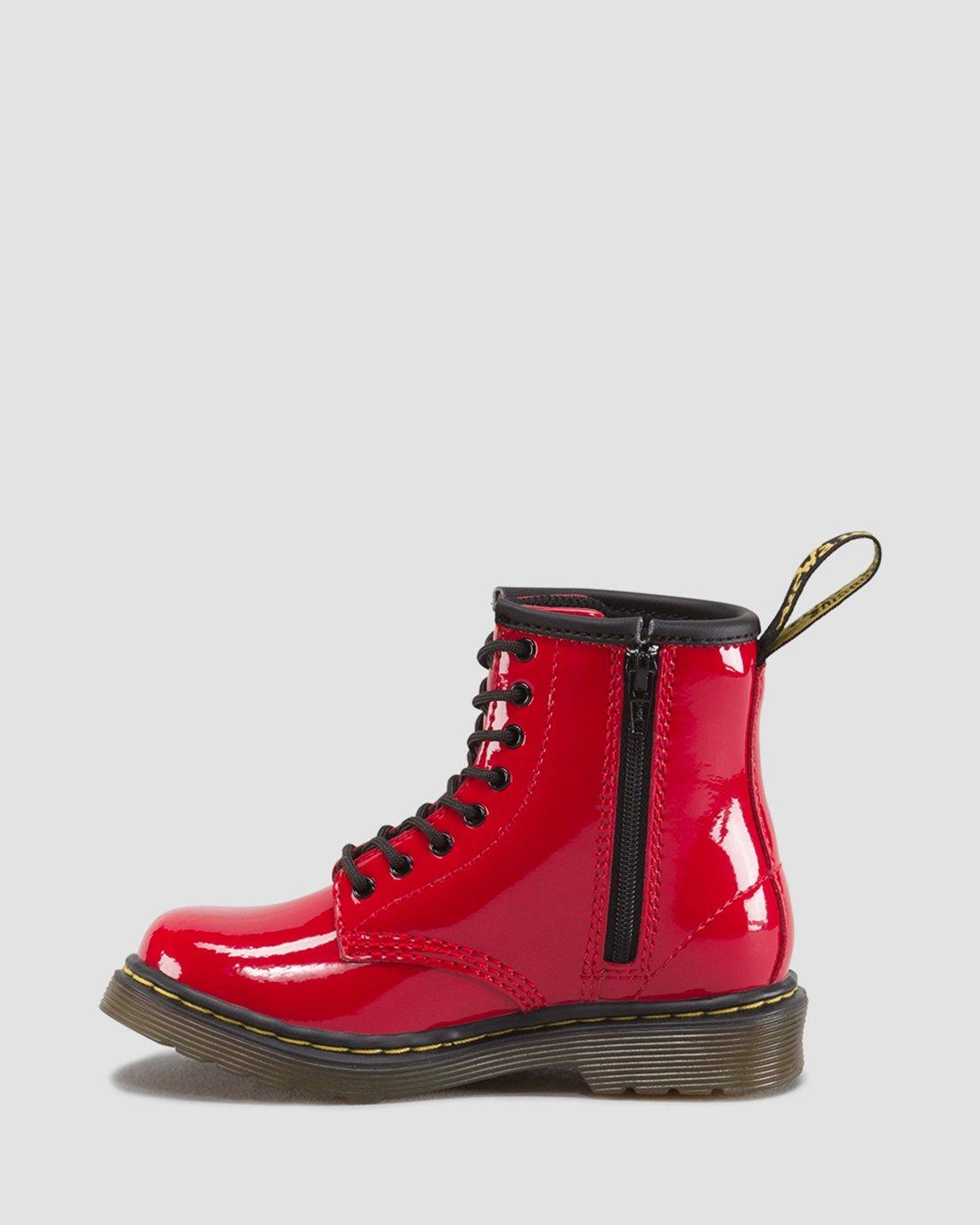 Toddler 1460 Patent Leather Lace Up Boots in Red