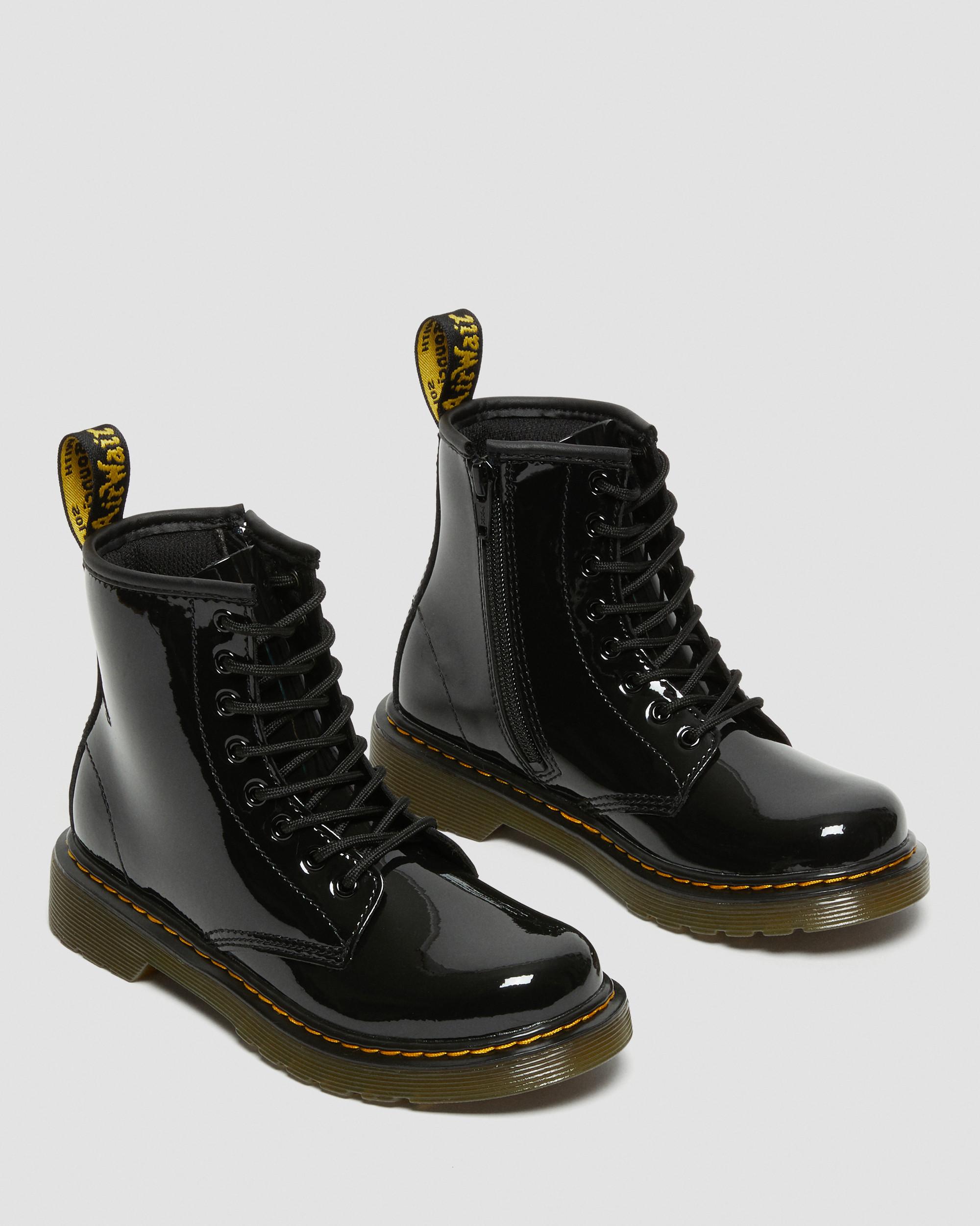 Junior 1460 Patent Leather Lace Up Boots in Black