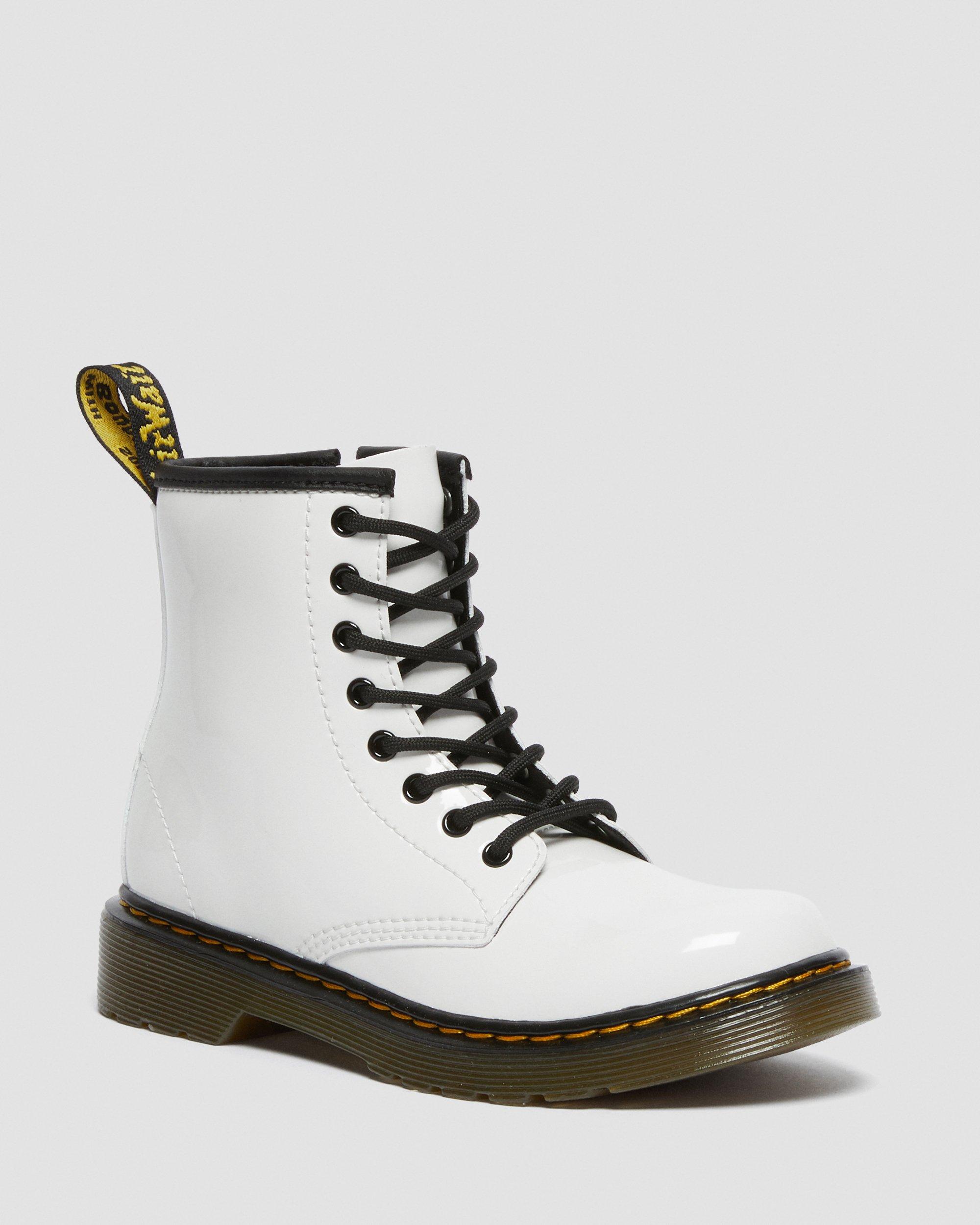 Dr. Martens Junior's 1460 Patent Leather Lace Up Boots In White | ModeSens