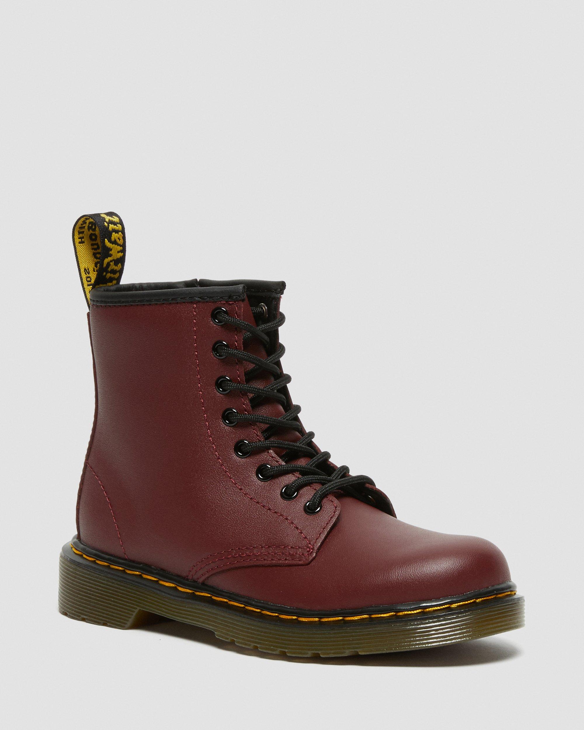 Junior 1460 Softy T Leather Lace Up Boots in Cherry Red