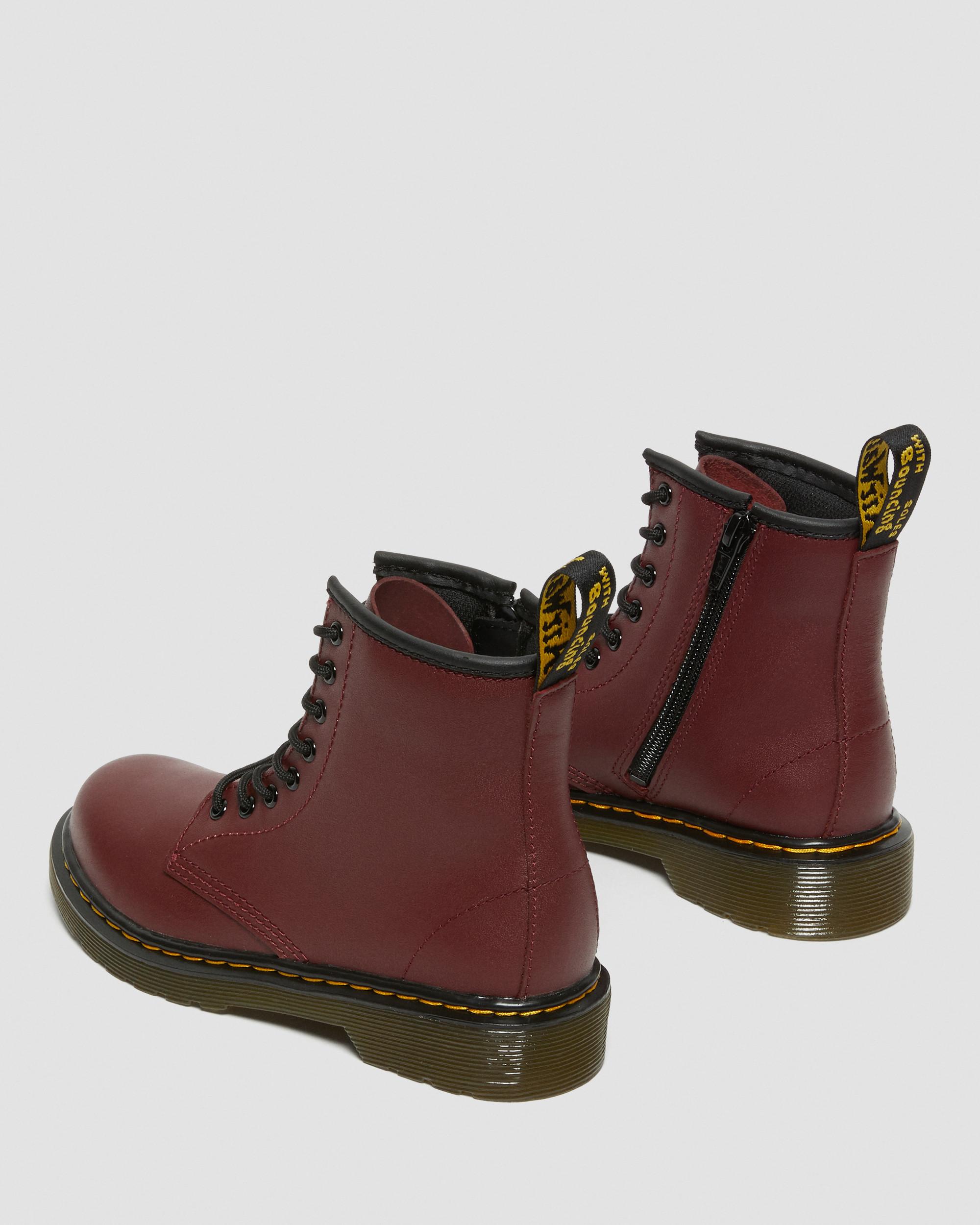 Junior 1460 Softy T Leather Lace Up Boots in Cherry Red