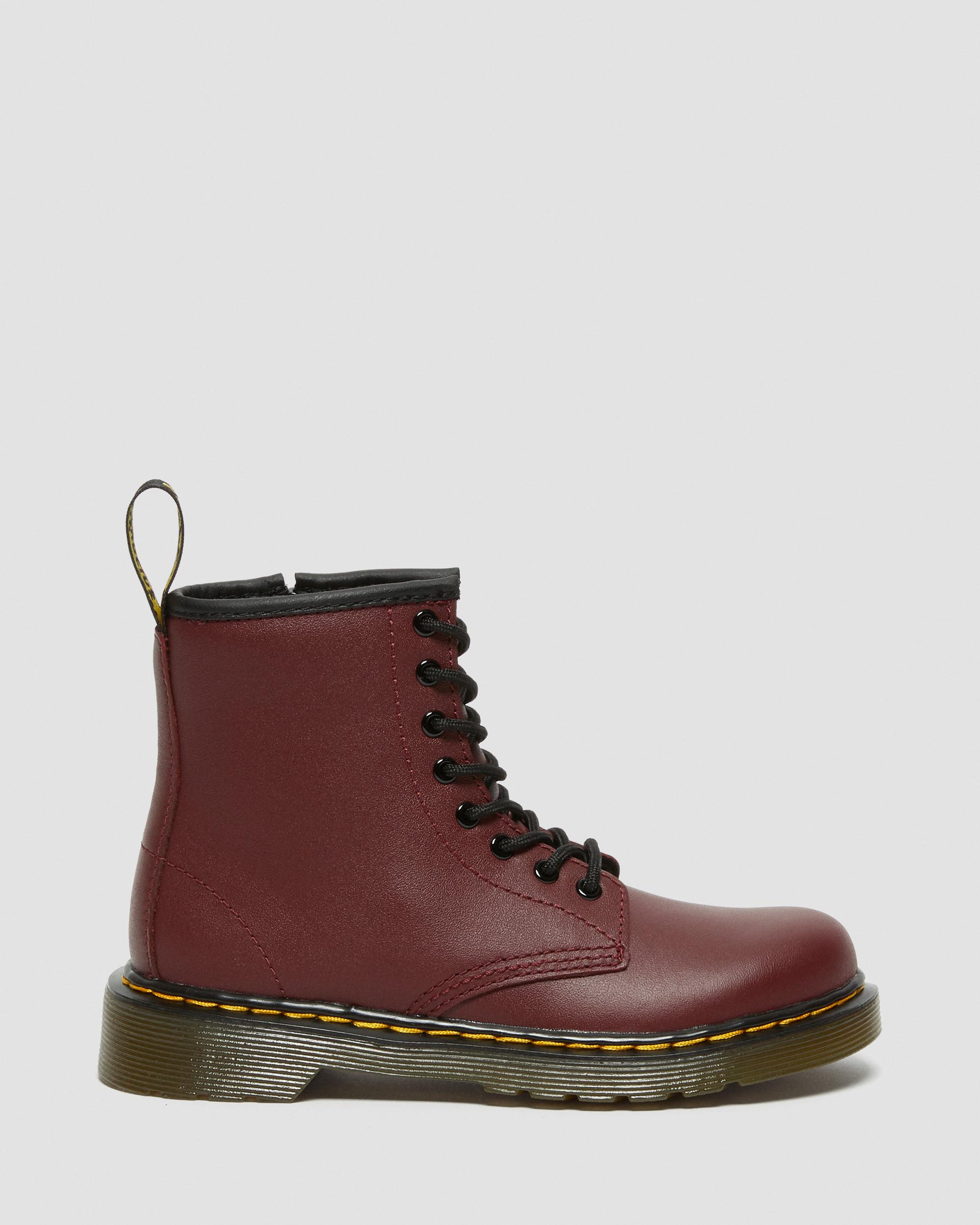 Junior 1460 Softy T Leather Lace Up Boots in Cherry Red